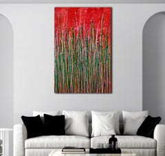 Schwebend über rosa, Gemälde, Acryl auf Leinwand