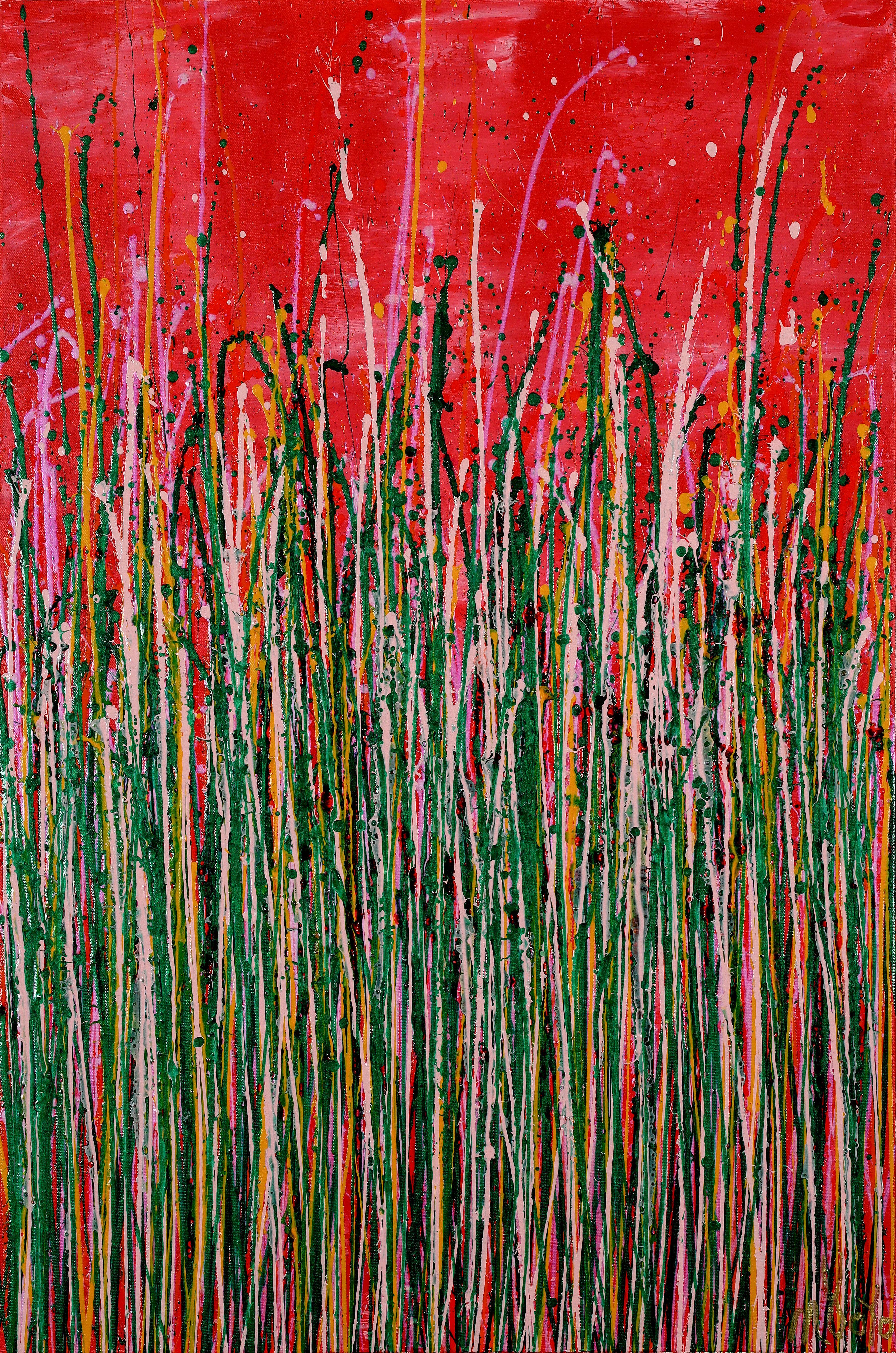 Abstract Painting di Nestor Toro - Galleggiante sul rosa, Pittura, Acrilico su tela