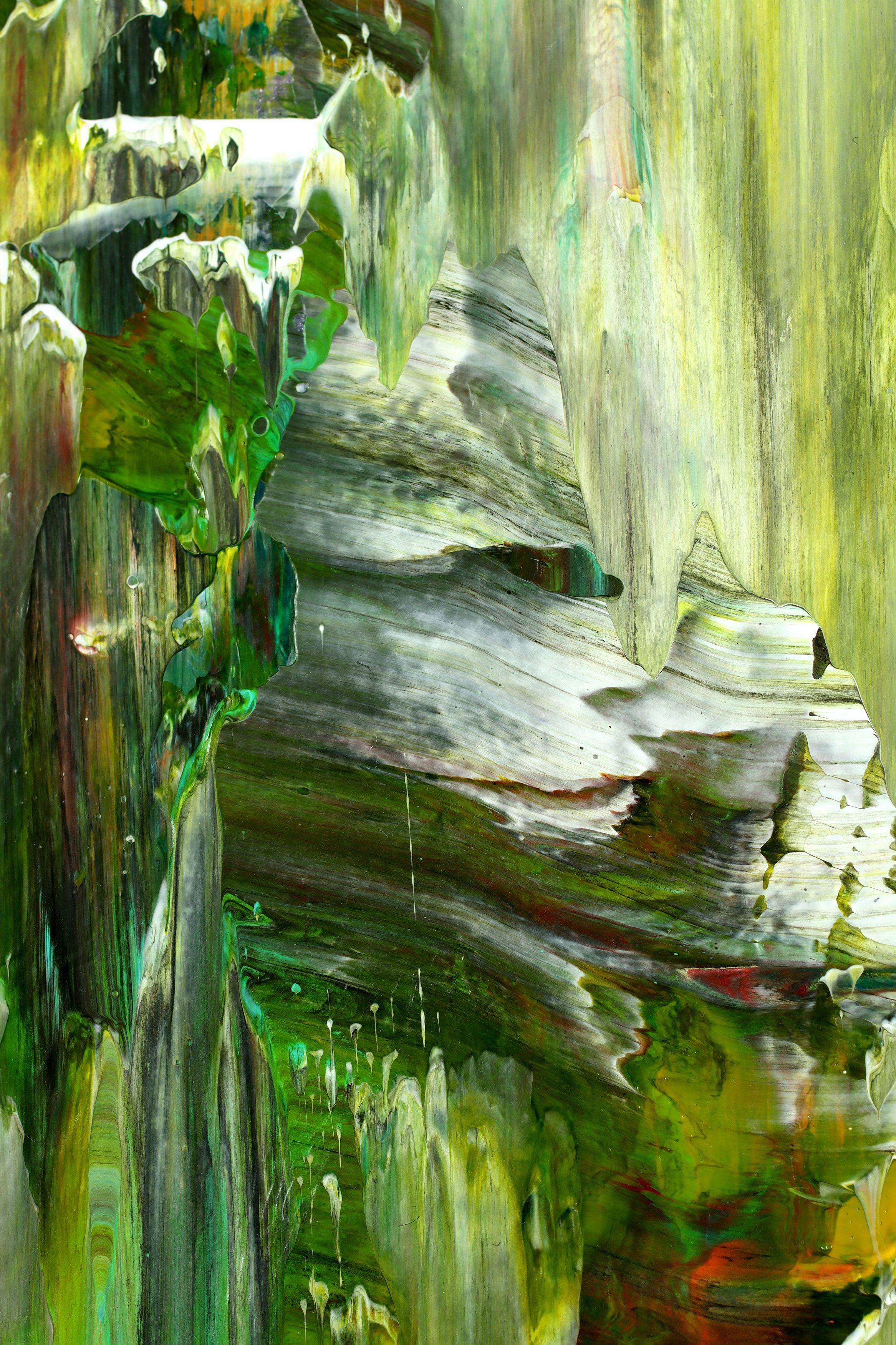 Foresta e sentieri luminosi 2, Pittura, Acrilico su tela - Abstract Painting Verde di Nestor Toro