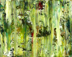 Forest and light trails 2, Painting, Acrylic on Canvas