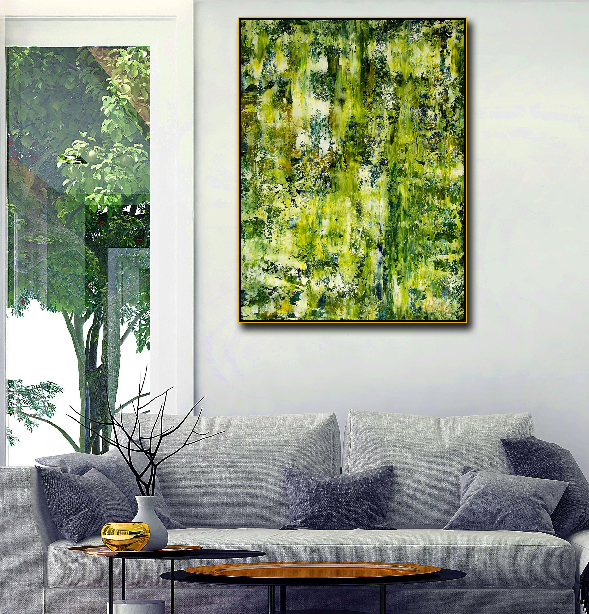 Foresta e scie luminose, Pittura, Acrilico su tela - Painting di Nestor Toro