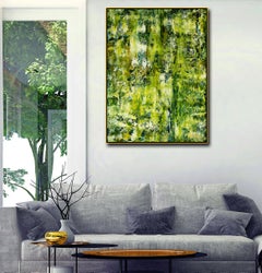 Forest and light trails, Painting, Acrylic on Canvas