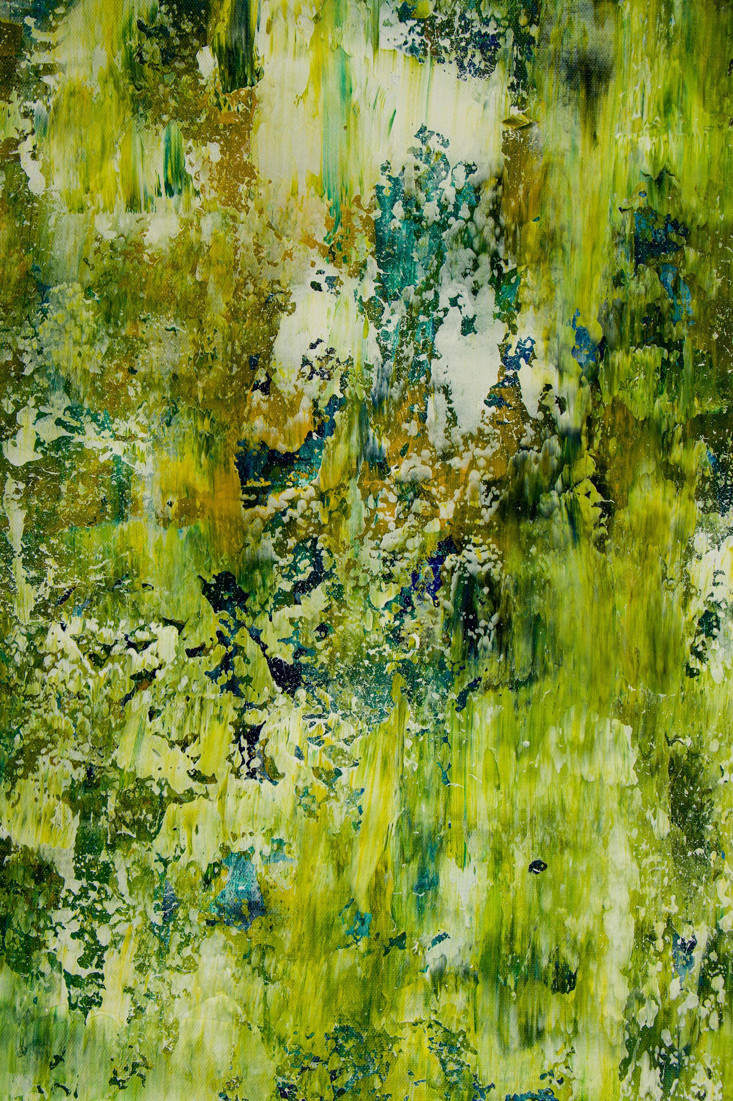 Forêt et sentiers lumineux, Peinture, Acrylique sur toile en vente 1