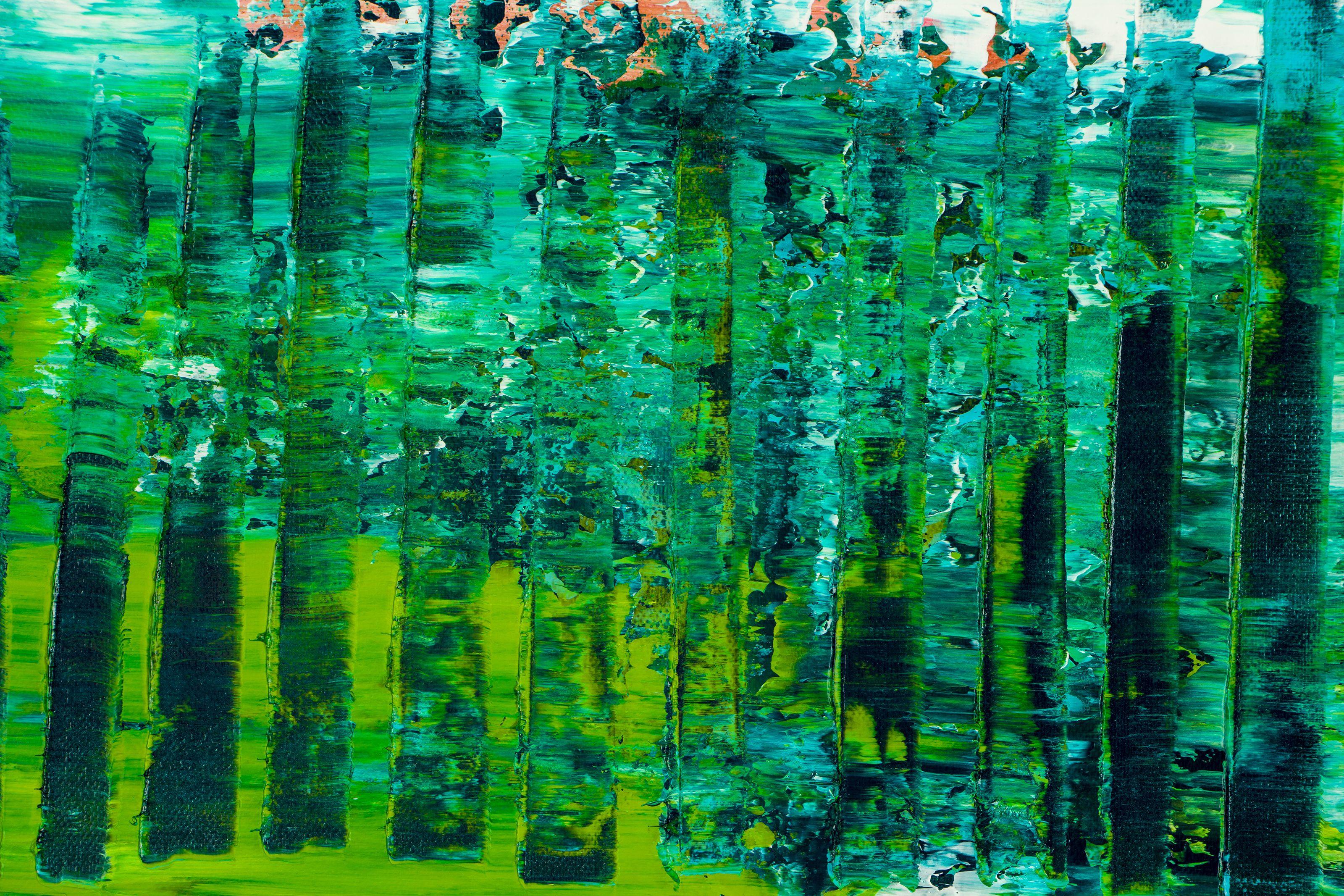 Forest Mirrors and Light 2, Gemälde, Acryl auf Leinwand (Grün), Abstract Painting, von Nestor Toro
