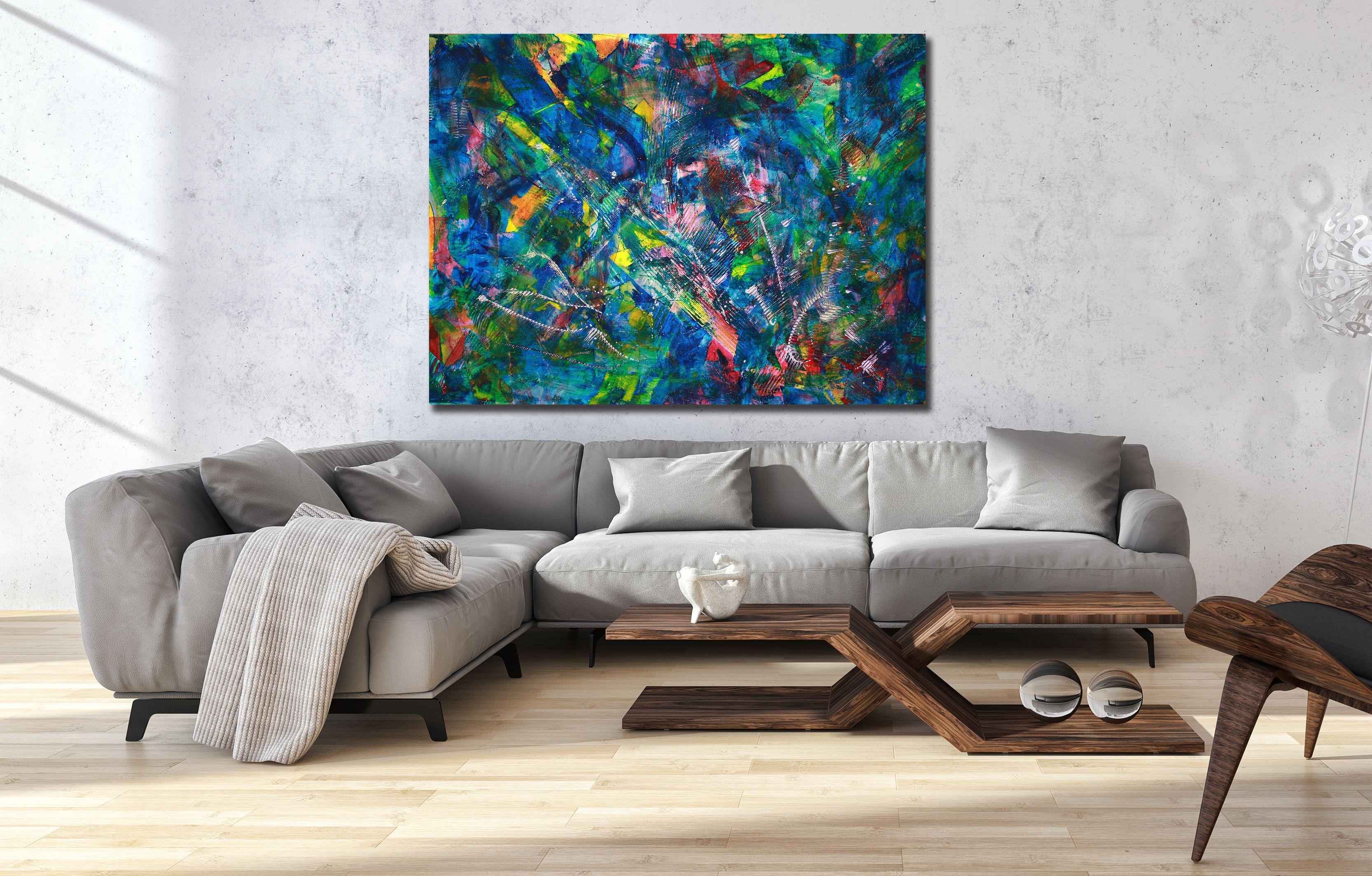 Forest rainbow, Painting, Acrylic on Canvas For Sale 1