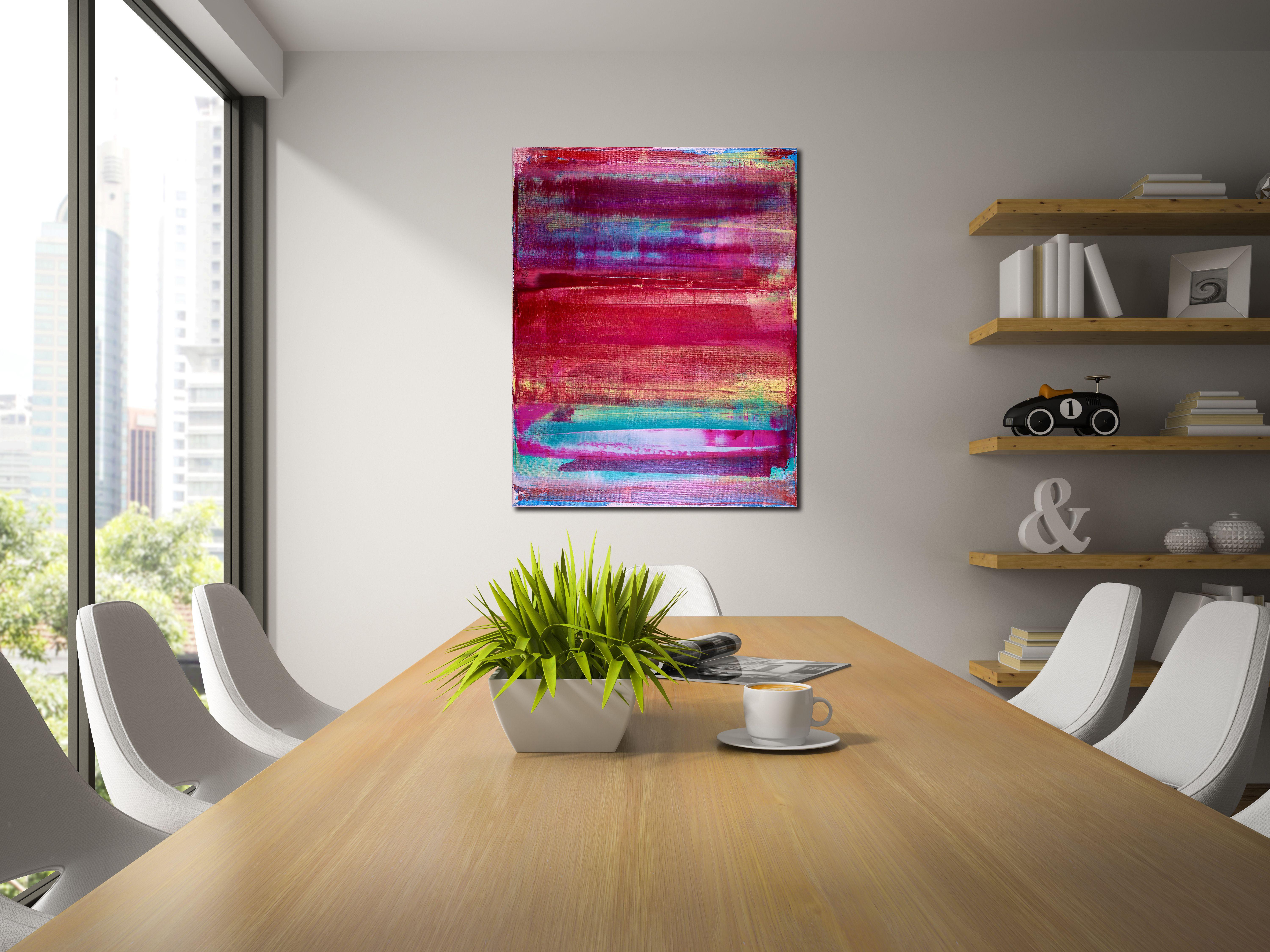 Panorama frammentato - Paraiso, Pittura, Acrilico su tela - Abstract Painting Rosa di Nestor Toro