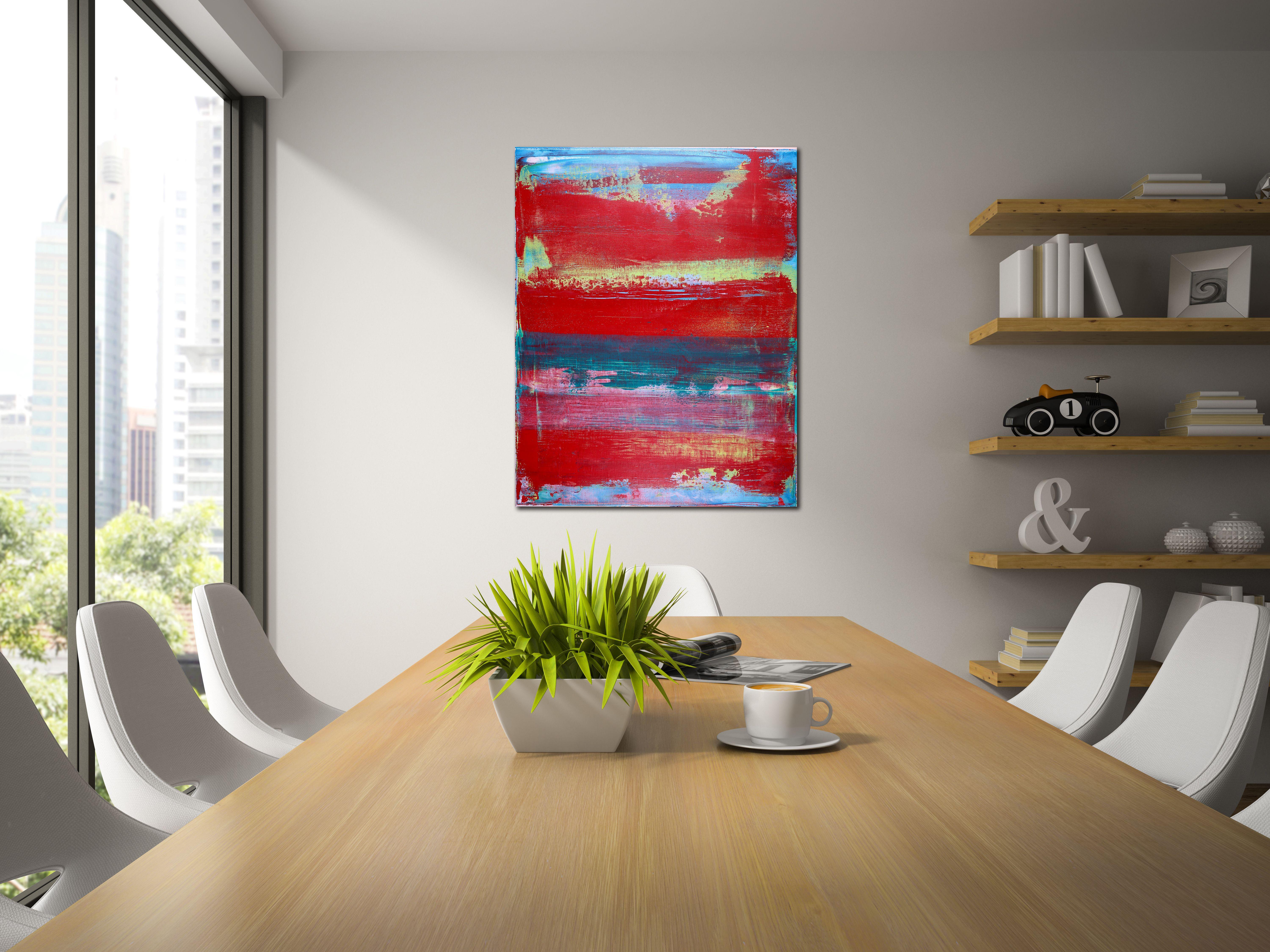 Opera d'arte astratta in acrilico con molti colori che si mescolano e contrastano organicamente tra loro creando un'esplosione visiva, contemplativa e con dettagli di pennello. Dipinto con spatole, spatole, pennelli, acrilici Sennelier e Golden di