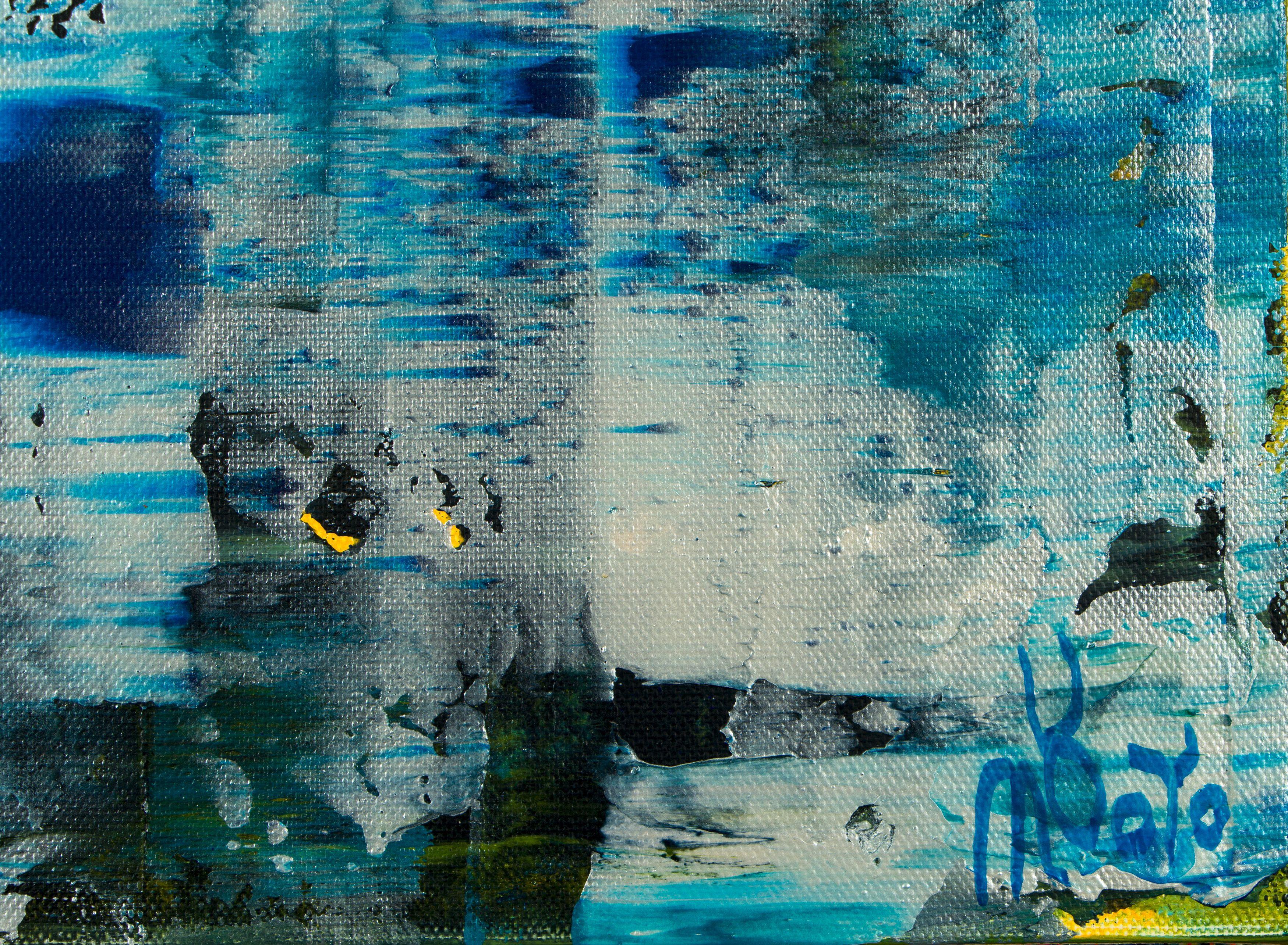 Frozen Waterflow (Eiserne Teichen), Gemälde, Acryl auf Leinwand im Angebot 1
