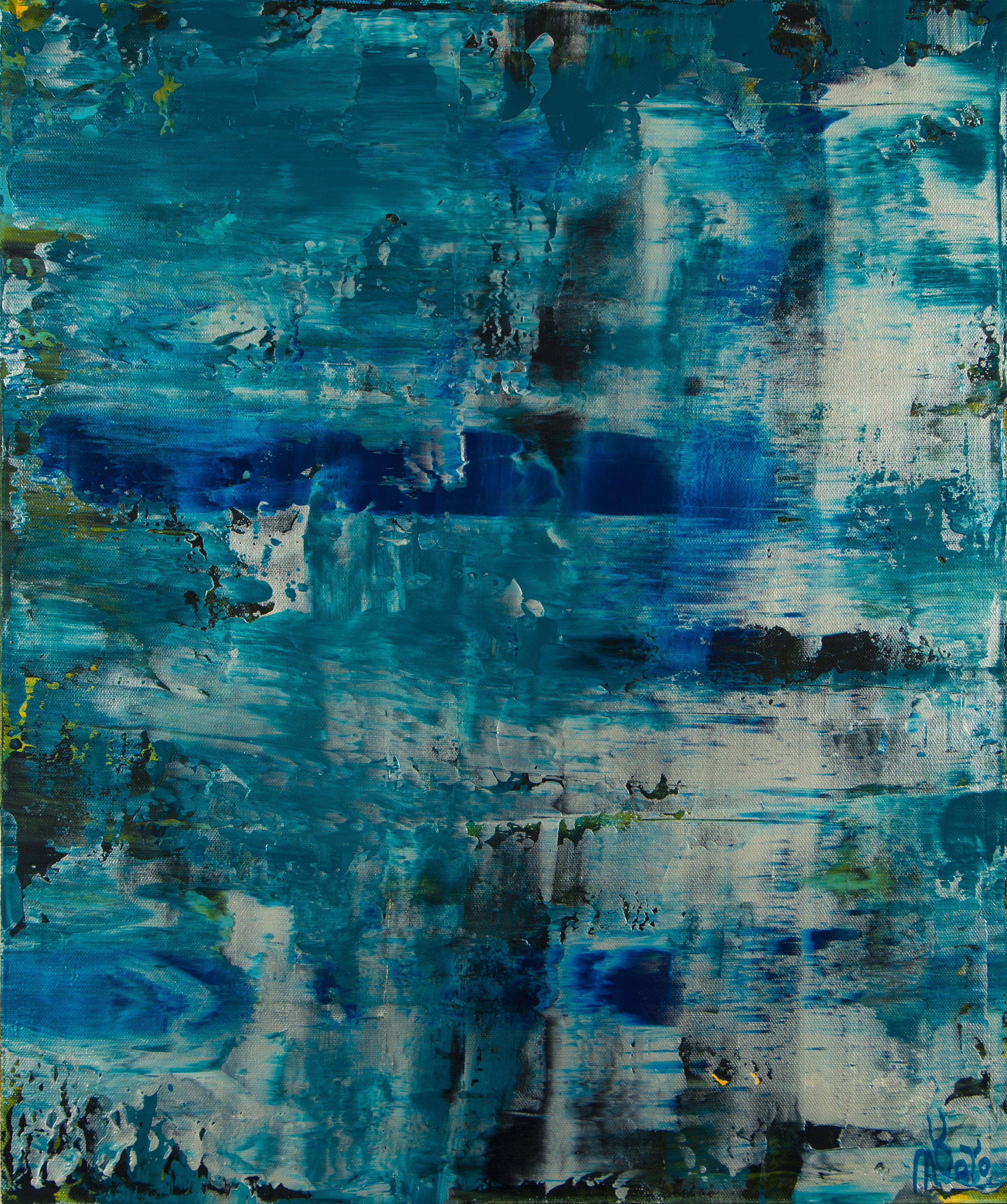 Nestor Toro Abstract Painting - Frozen Waterflow (Ice ponds), Painting, Acrylic on Canvas