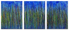 Jardín en estado de ánimo azul, Pintura, Acrílico sobre lienzo