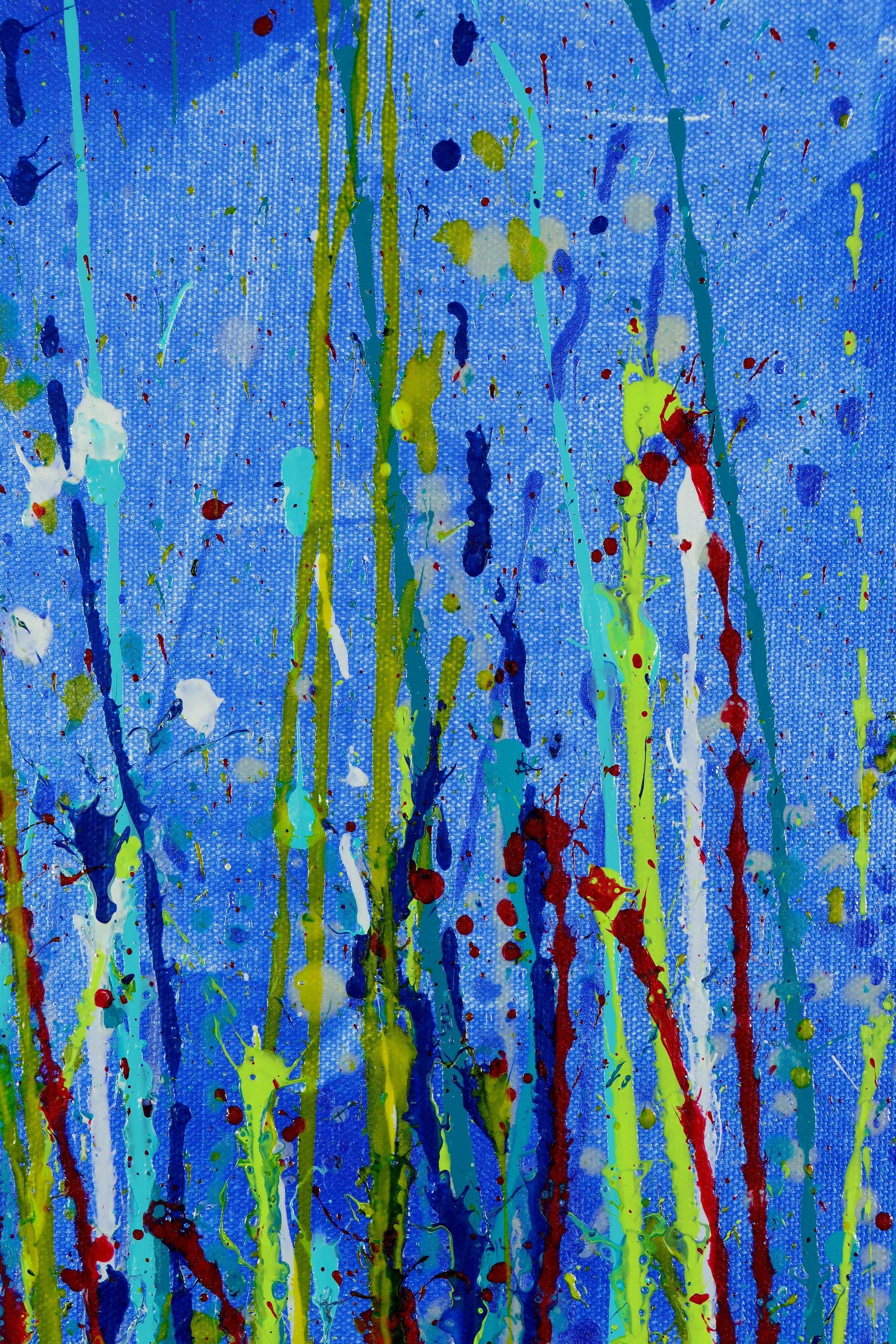 Giardino in blu, Pittura, Acrilico su tela - Painting Astratto di Nestor Toro