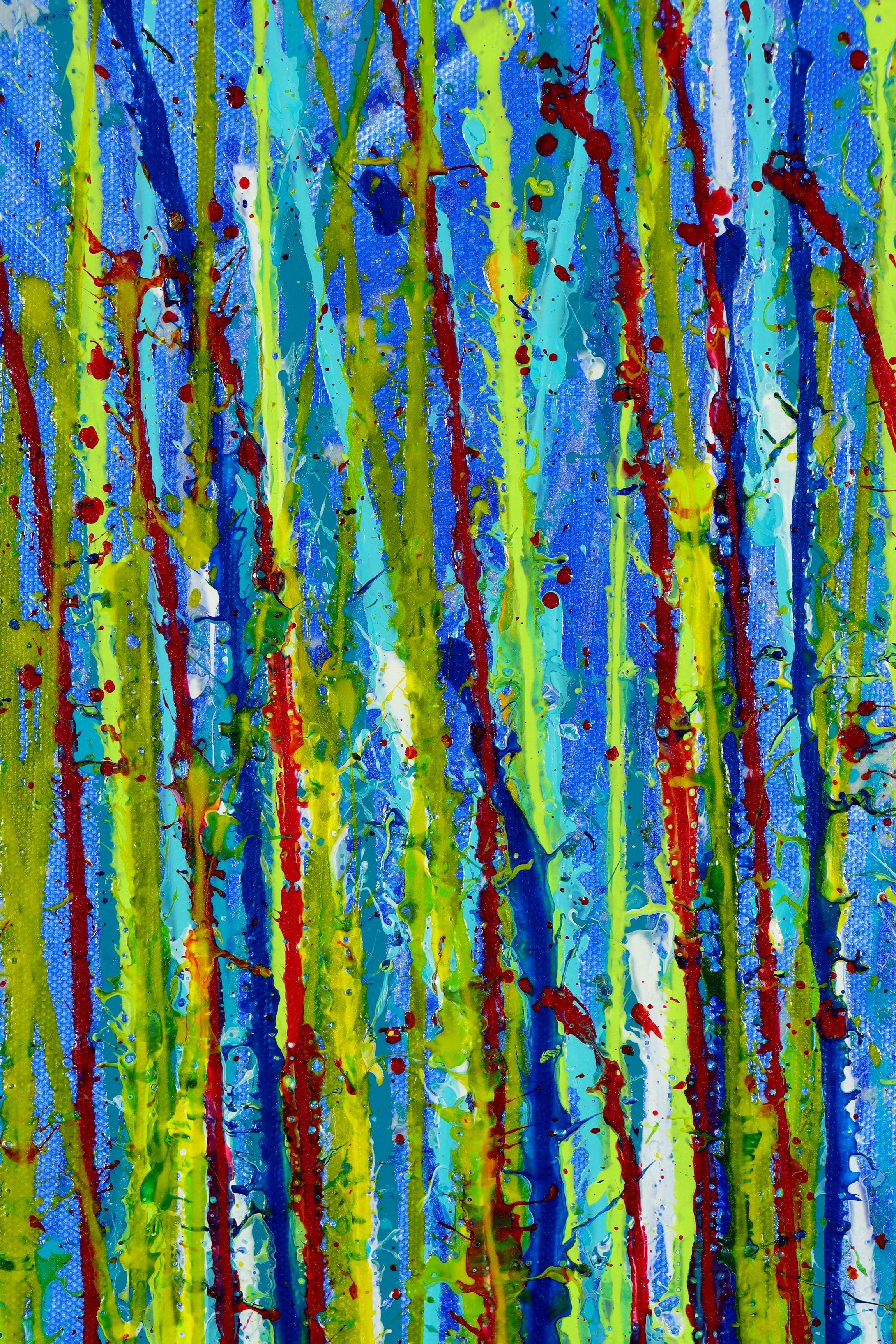 Giardino in blu, Pittura, Acrilico su tela - Abstract Painting Blu di Nestor Toro