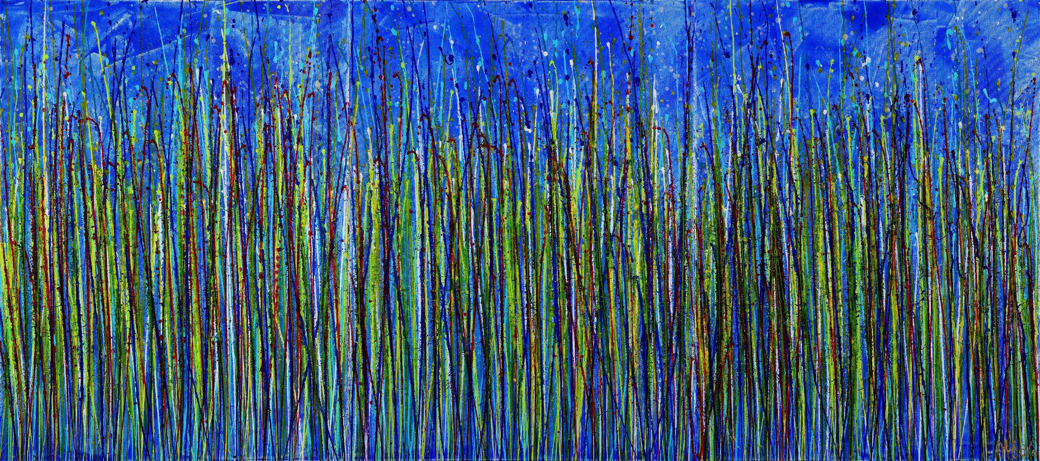 Abstract Painting di Nestor Toro - Giardino in blu, Pittura, Acrilico su tela