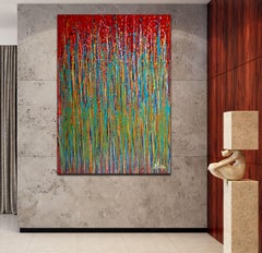 rythme de jardin (Au-dessus du rouge), peinture, acrylique sur toile