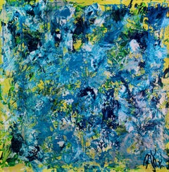 Gestural Blue Flow 1, Painting, Acrylic on Canvas