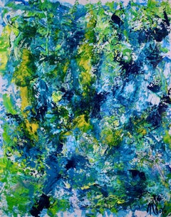 Gestural Blue Flow 2, Painting, Acrylic on Canvas