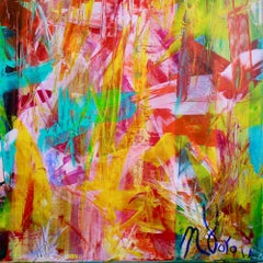 Gestural Color Splash, Painting, Acrylic on Canvas