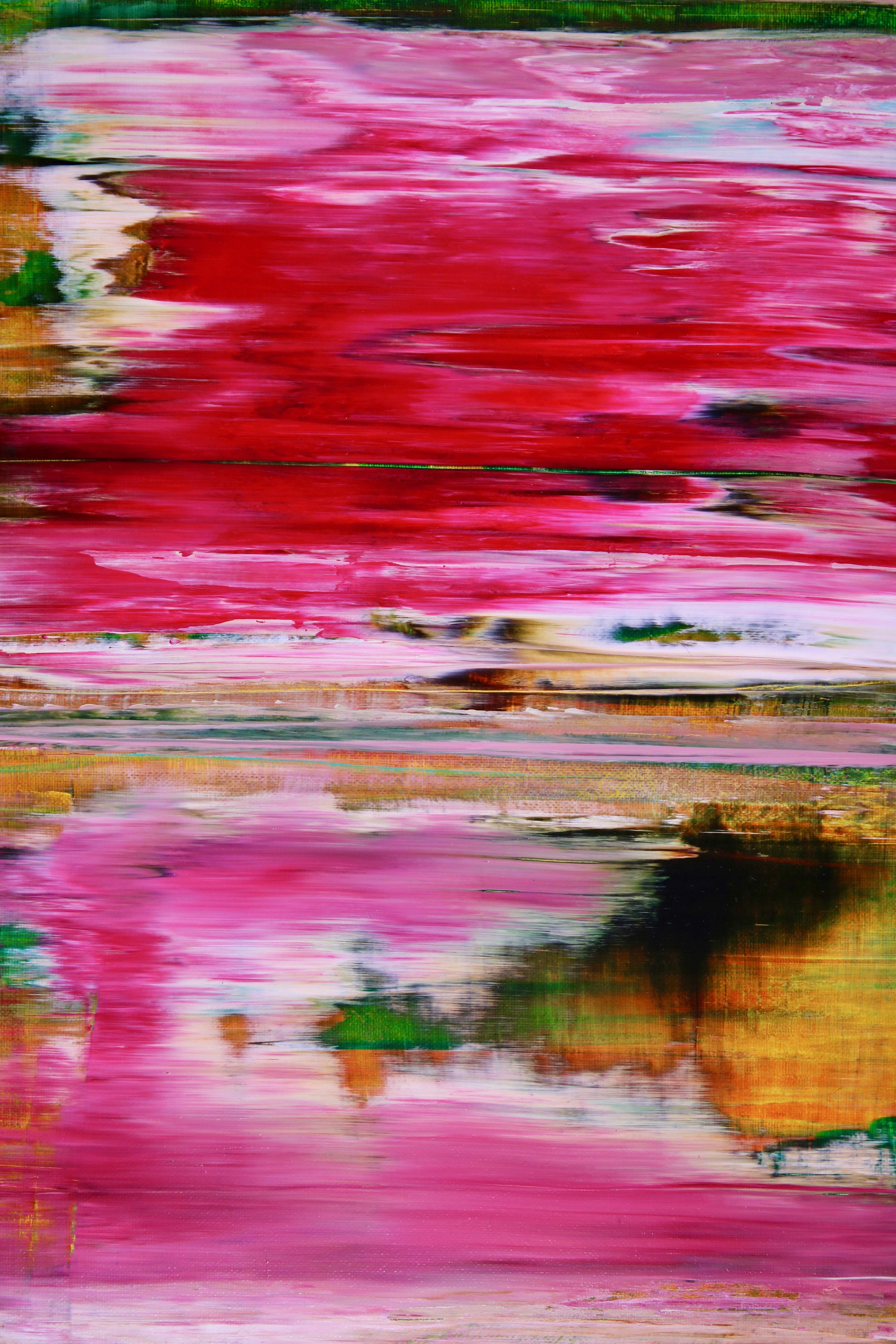 Falaises californiennes rougeoyantes, peinture, acrylique sur toile - Painting de Nestor Toro