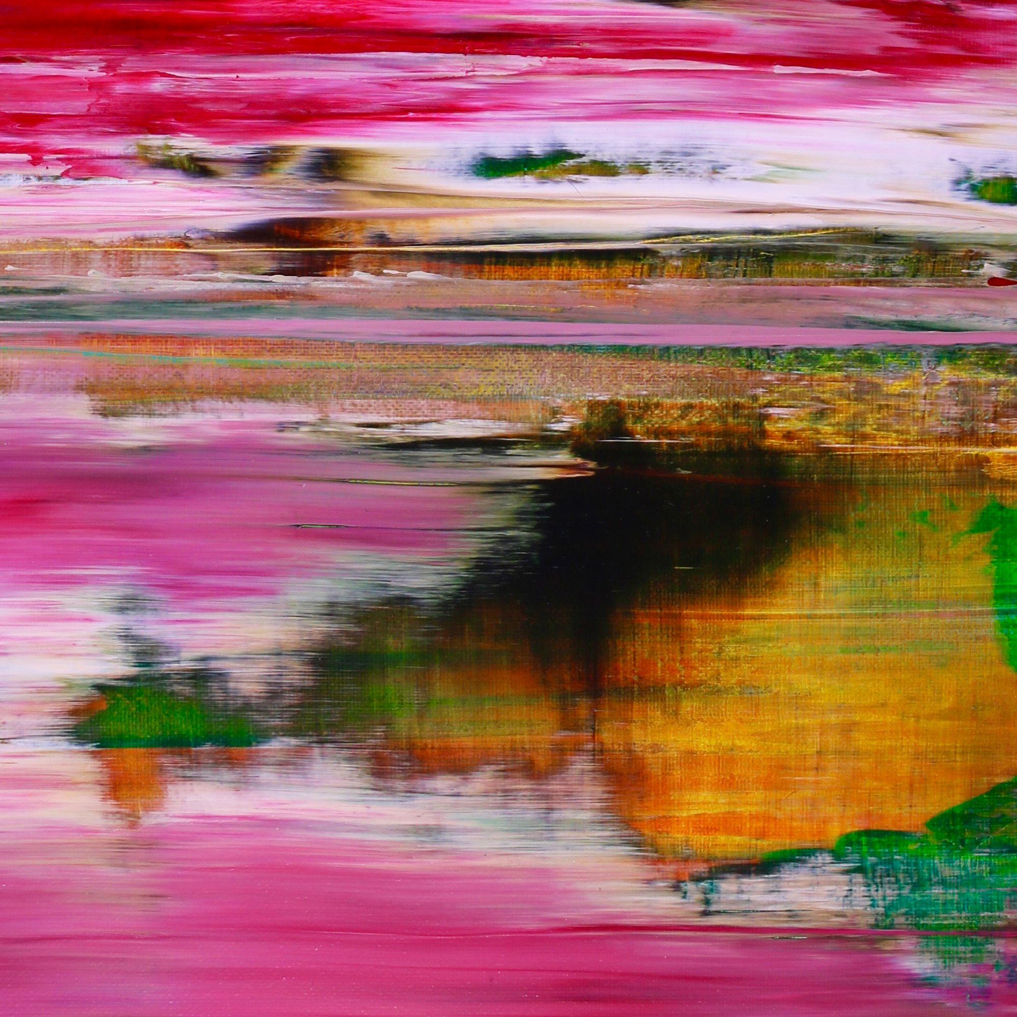 Scogliere incandescenti della California, Pittura, Acrilico su tela - Painting Astratto di Nestor Toro