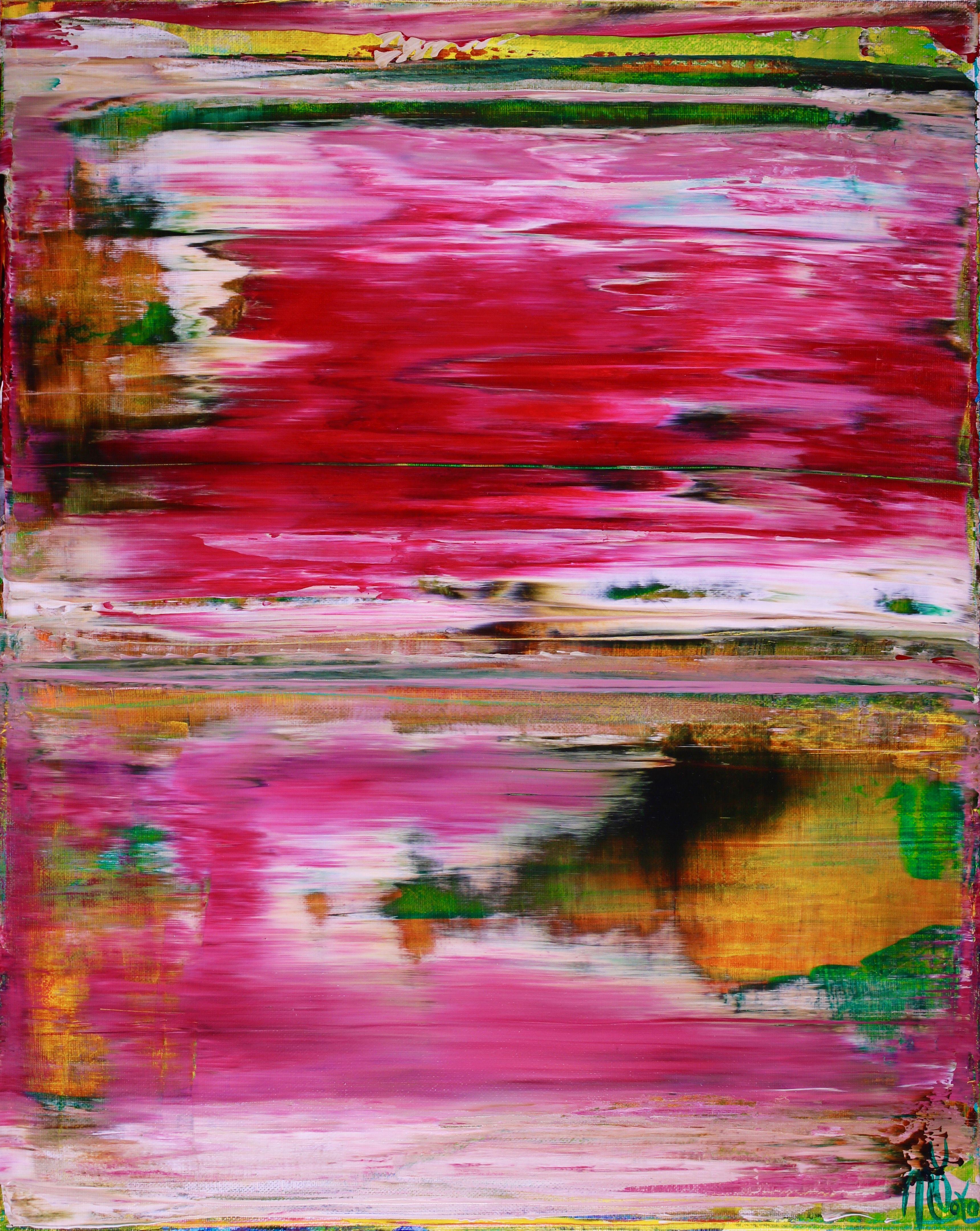 Abstract Painting Nestor Toro - Falaises californiennes rougeoyantes, peinture, acrylique sur toile