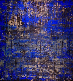 Golden shadows over royal blue, Painting, Acrylic on Canvas