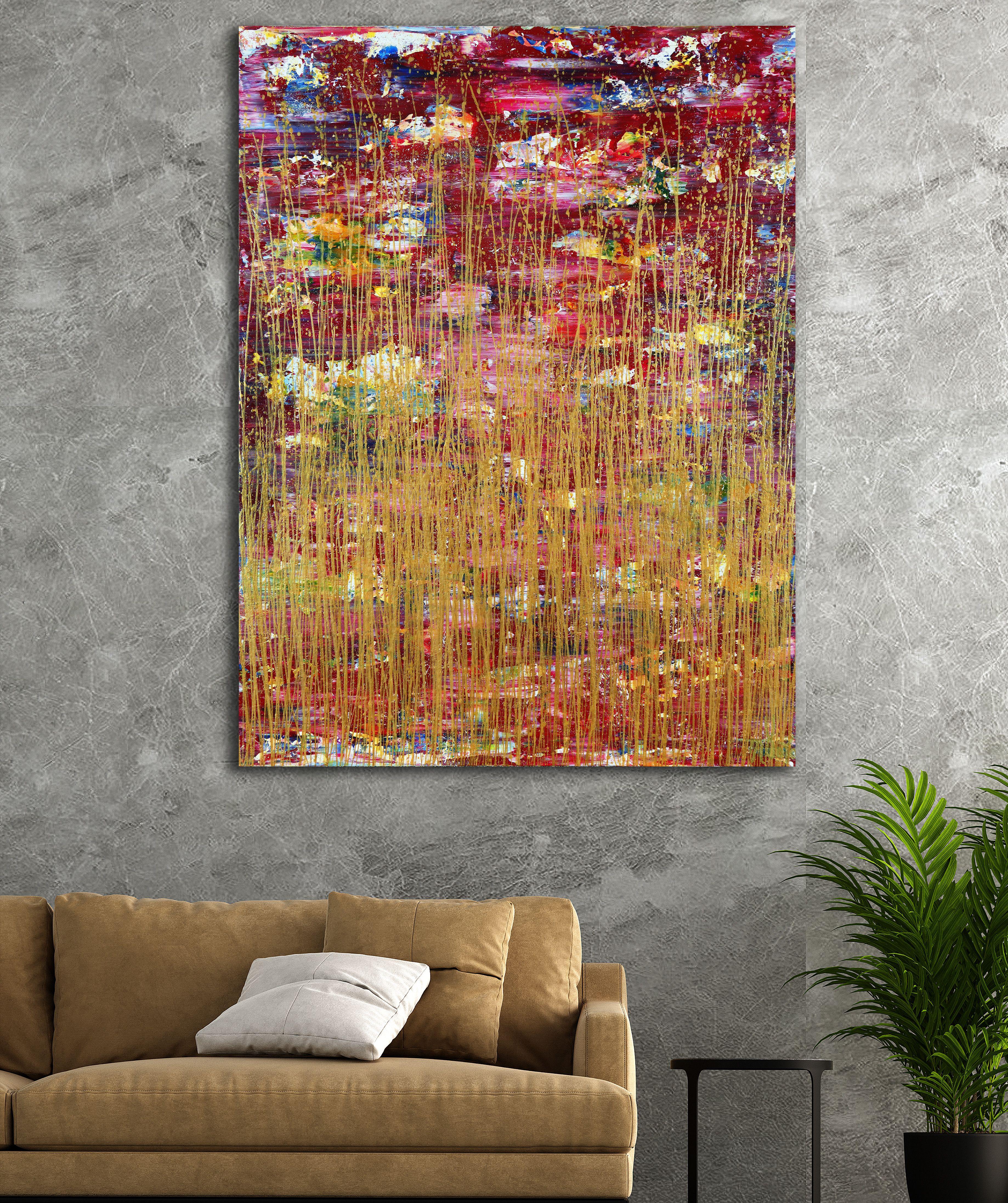 Esplendor dorado (Sobre rojo), Pintura, Acrílico sobre lienzo - Painting Expresionismo abstracto de Nestor Toro