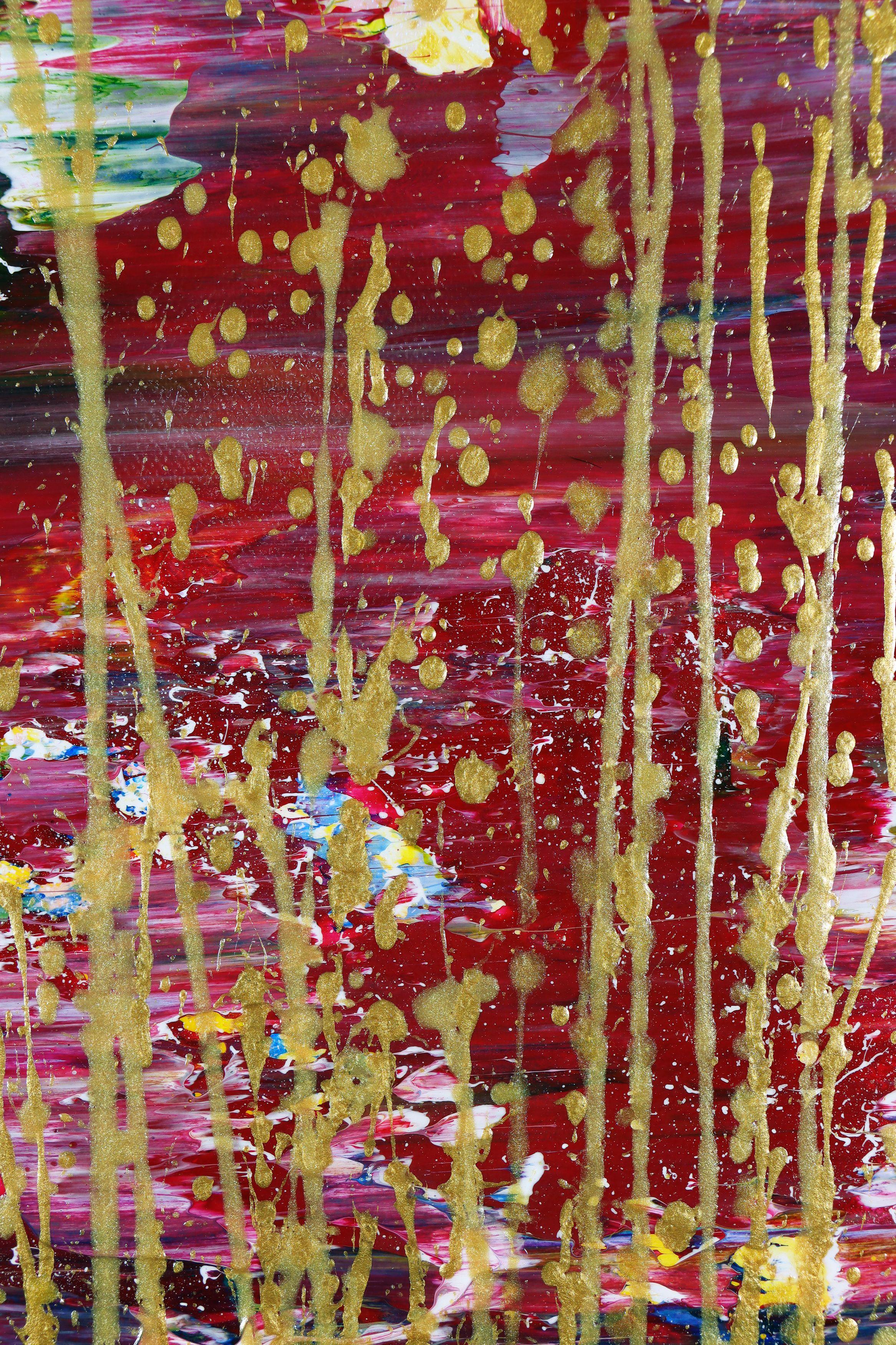 La splendeur dorée (Au-dessus du rouge), peinture, acrylique sur toile en vente 2