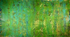 Green dreamscape with gold, Painting, Acrylic on Canvas