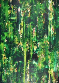 Grüner Waldschimmer 1, Gemälde, Acryl auf Leinwand