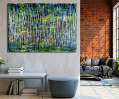 Green forest (Silver lights intrusions) 2, Painting, Acrylic on Canvas