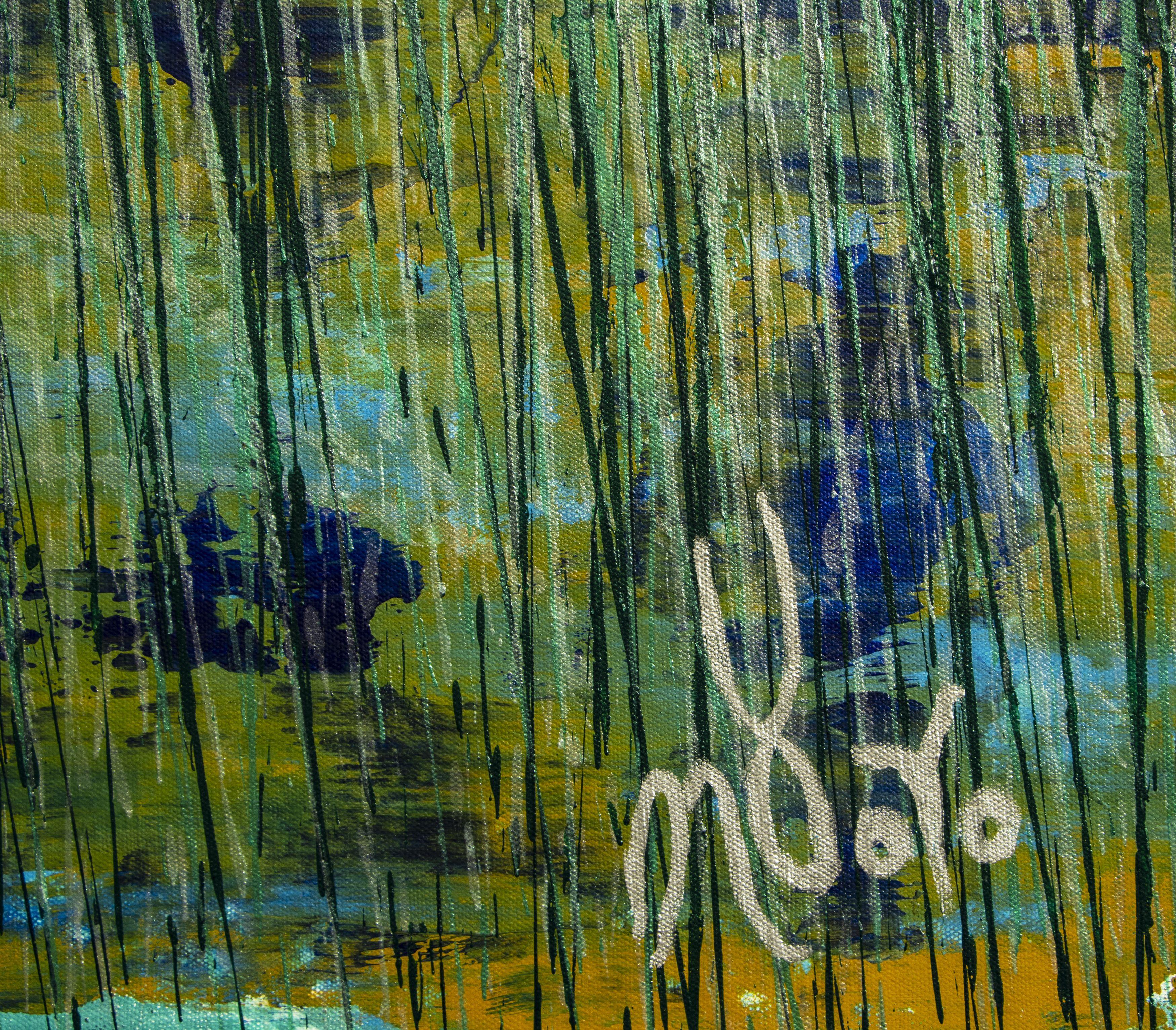 Green forest (Silver lights intrusions), Painting, Acrylic on Canvas For Sale 3