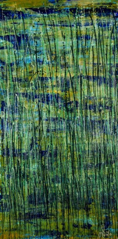 Forêt verte (intrusions de lumières argentées), Peinture, Acrylique sur Toile