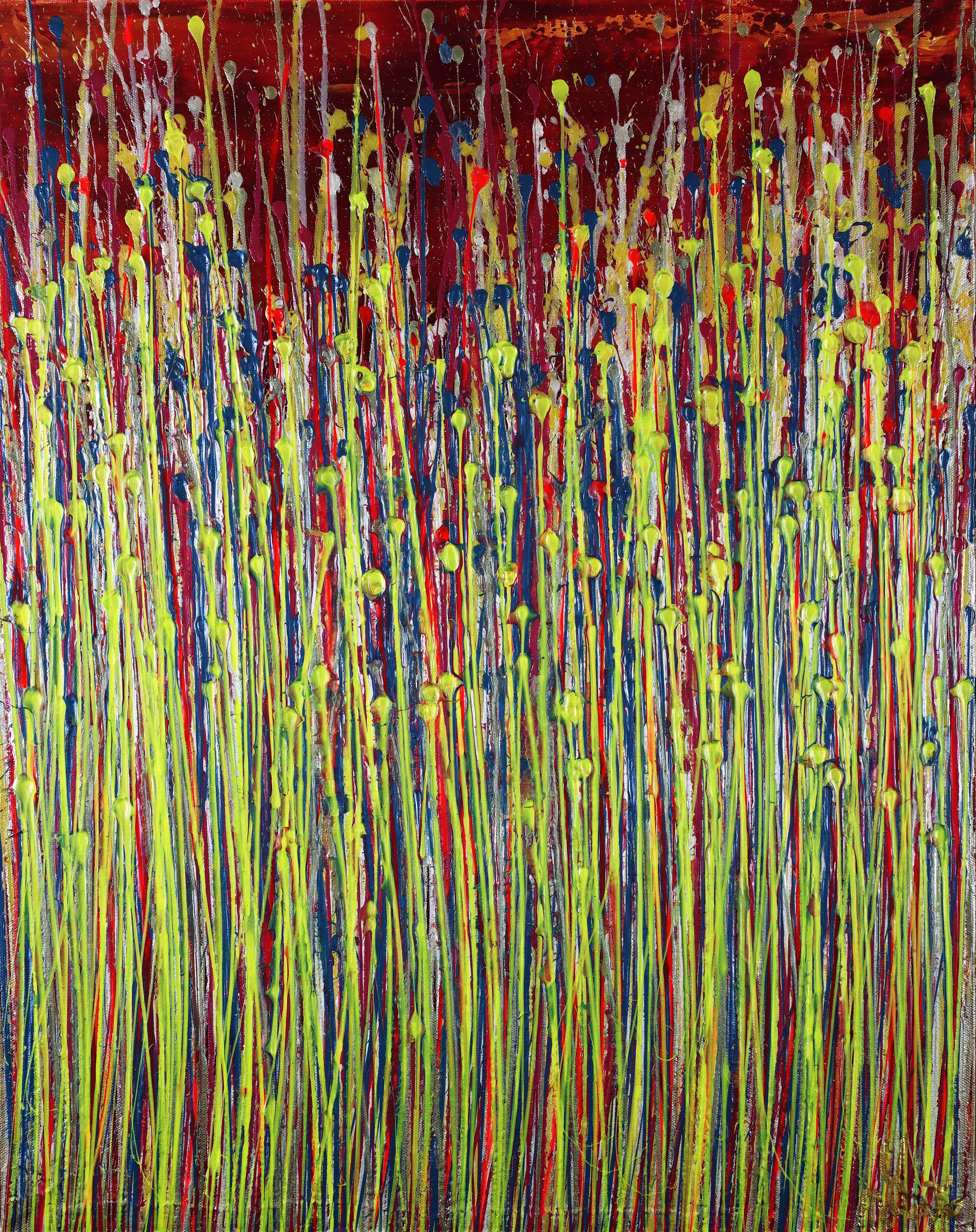 Foresta verde (vento selvaggio), Pittura, Acrilico su tela - Abstract Painting Nero di Nestor Toro