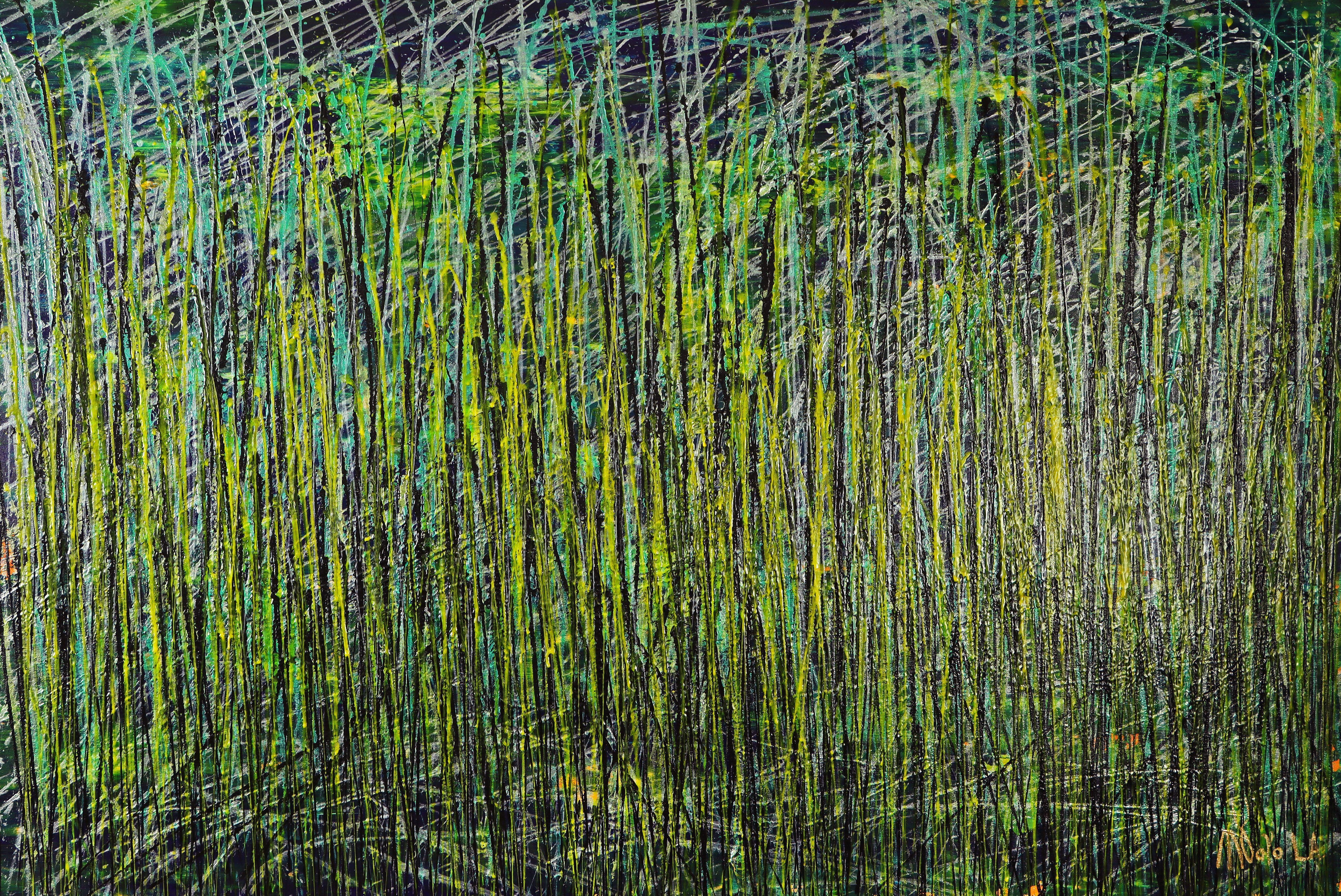 Abstract Painting di Nestor Toro - Foresta verde (vento selvaggio), Pittura, Acrilico su tela