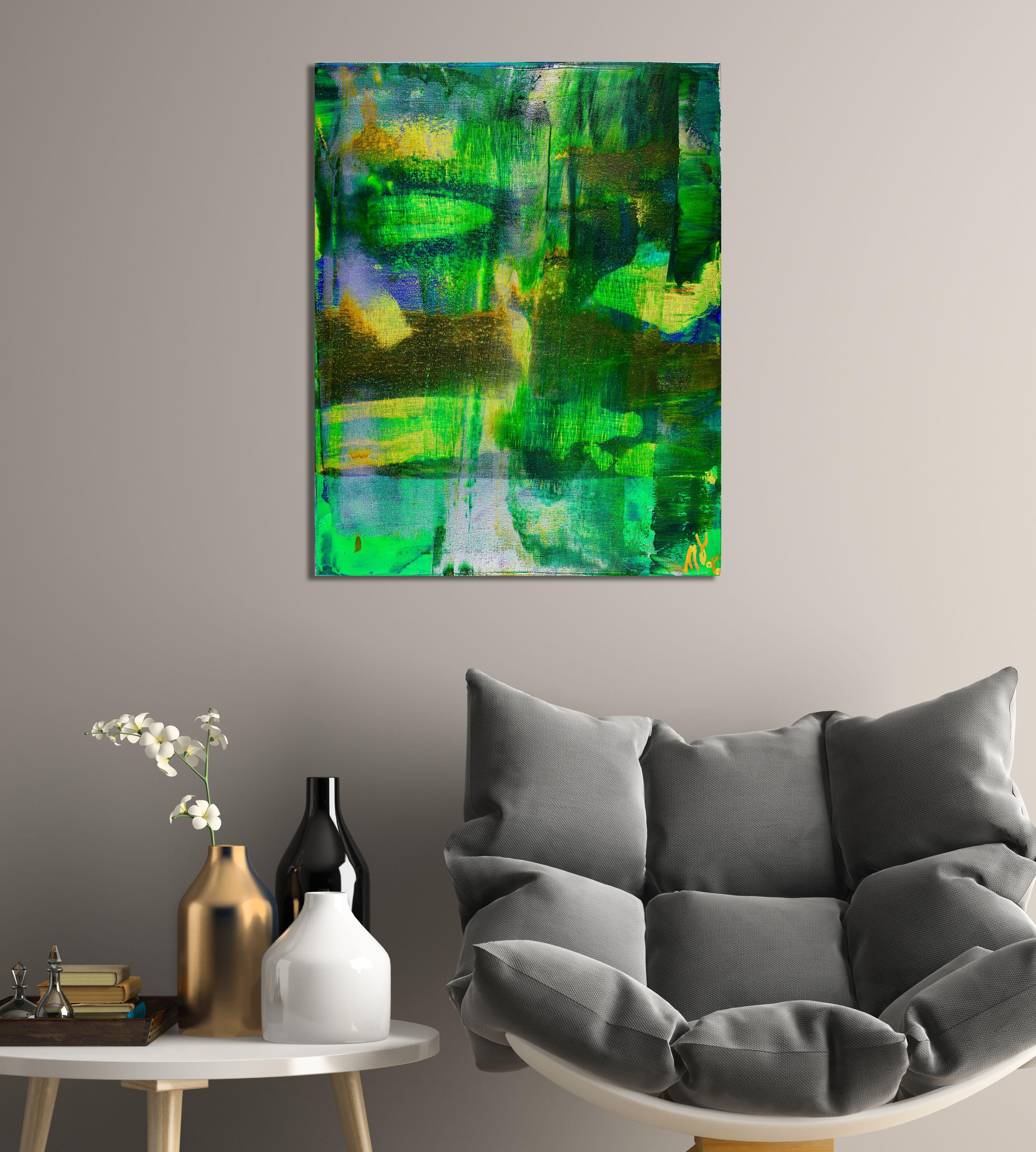 Fusión verde, Pintura, Acrílico sobre lienzo - Painting Abstracto de Nestor Toro