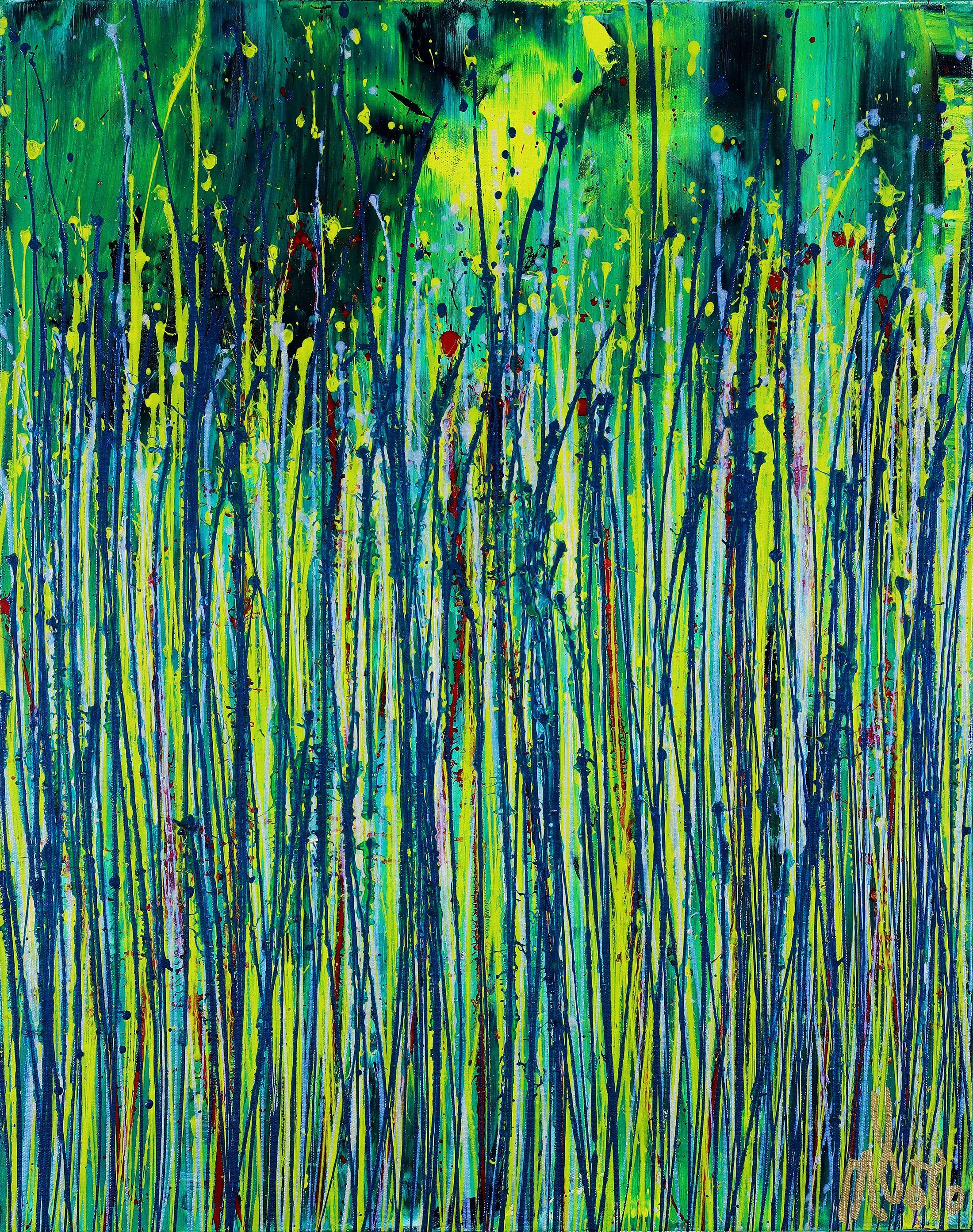 Nestor Toro Abstract Painting – Grüner Garten, Gemälde, Acryl auf Leinwand