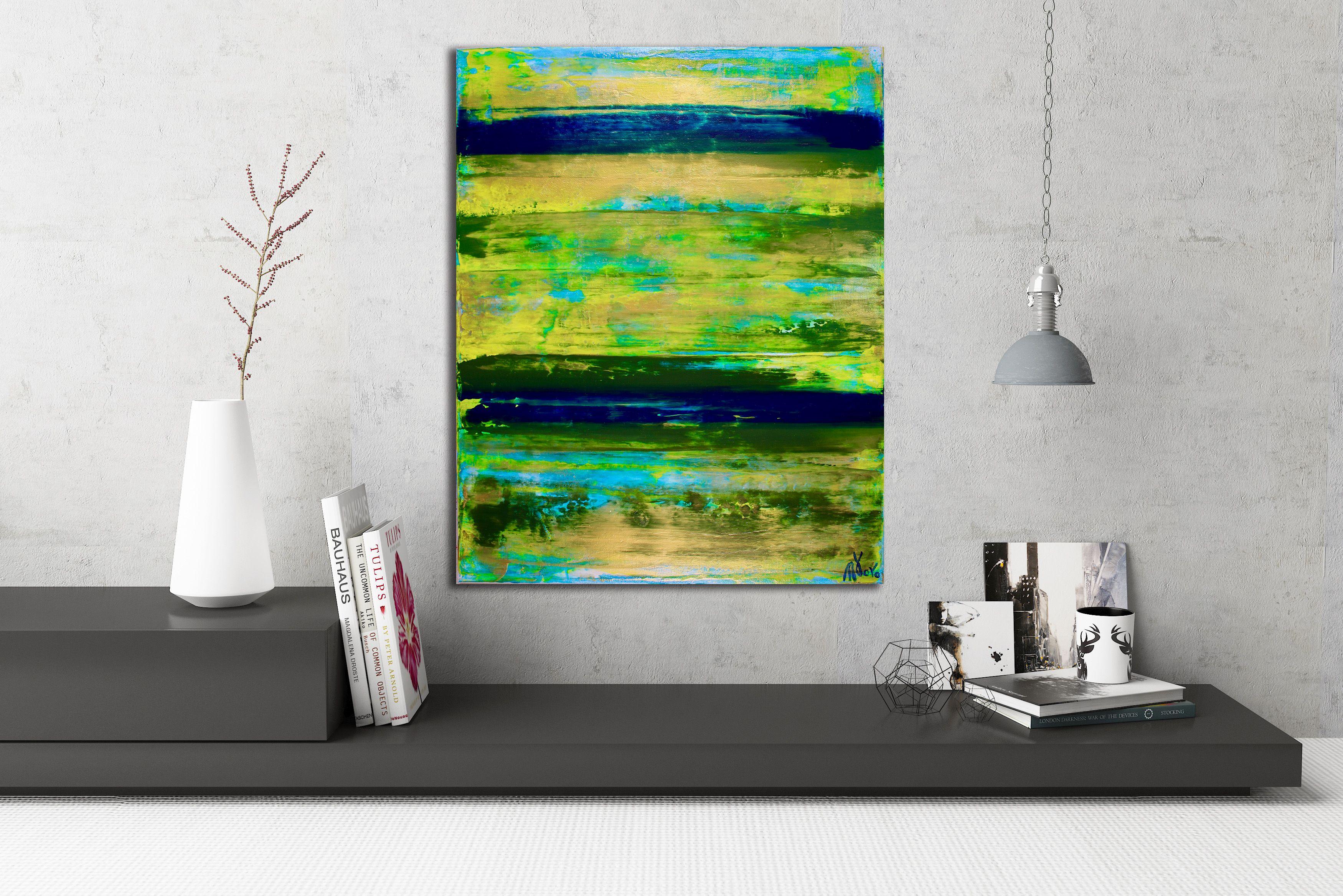 Greene & Greene, Pittura, Acrilico su Tela - Abstract Painting Verde di Nestor Toro