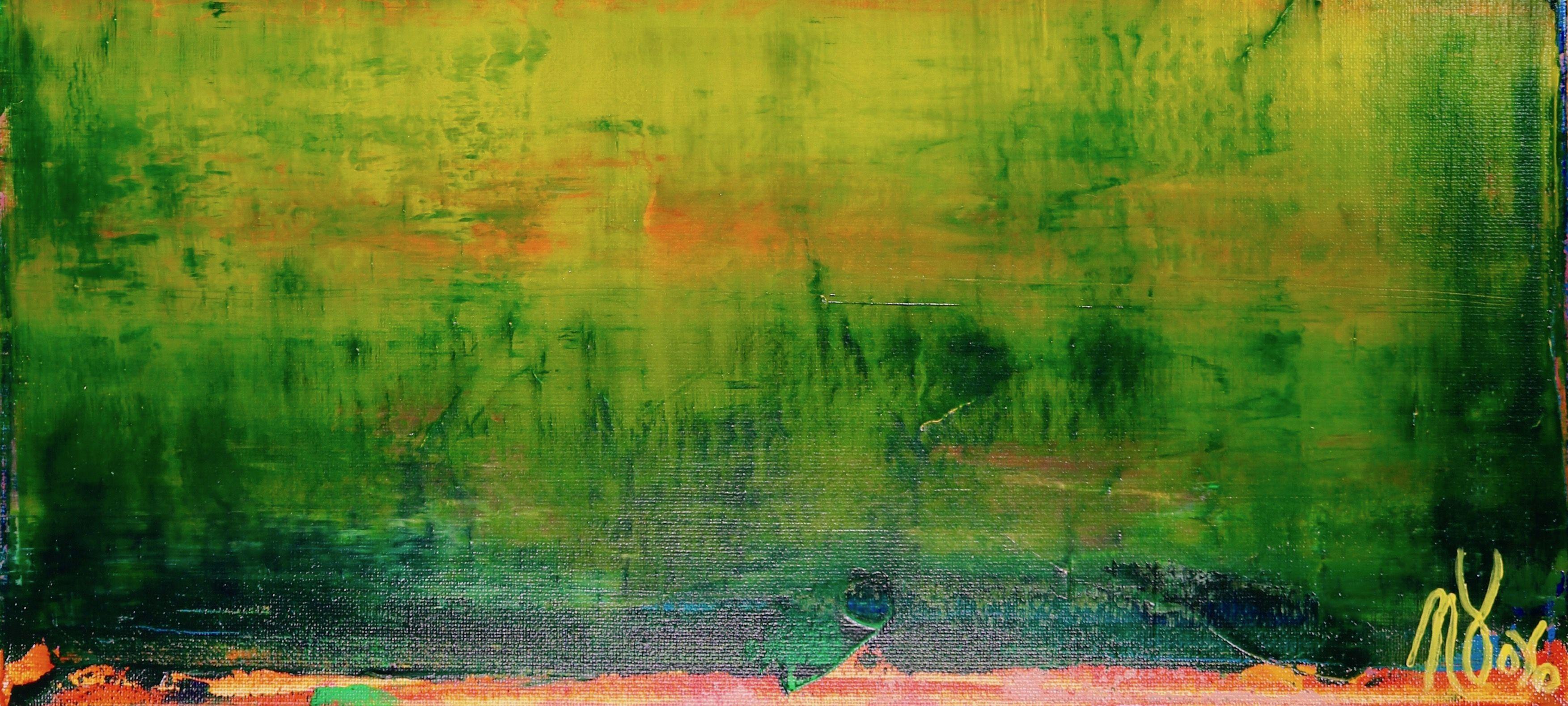 Greene & Greene, Pittura, Acrilico su tela - Abstract Painting Verde di Nestor Toro