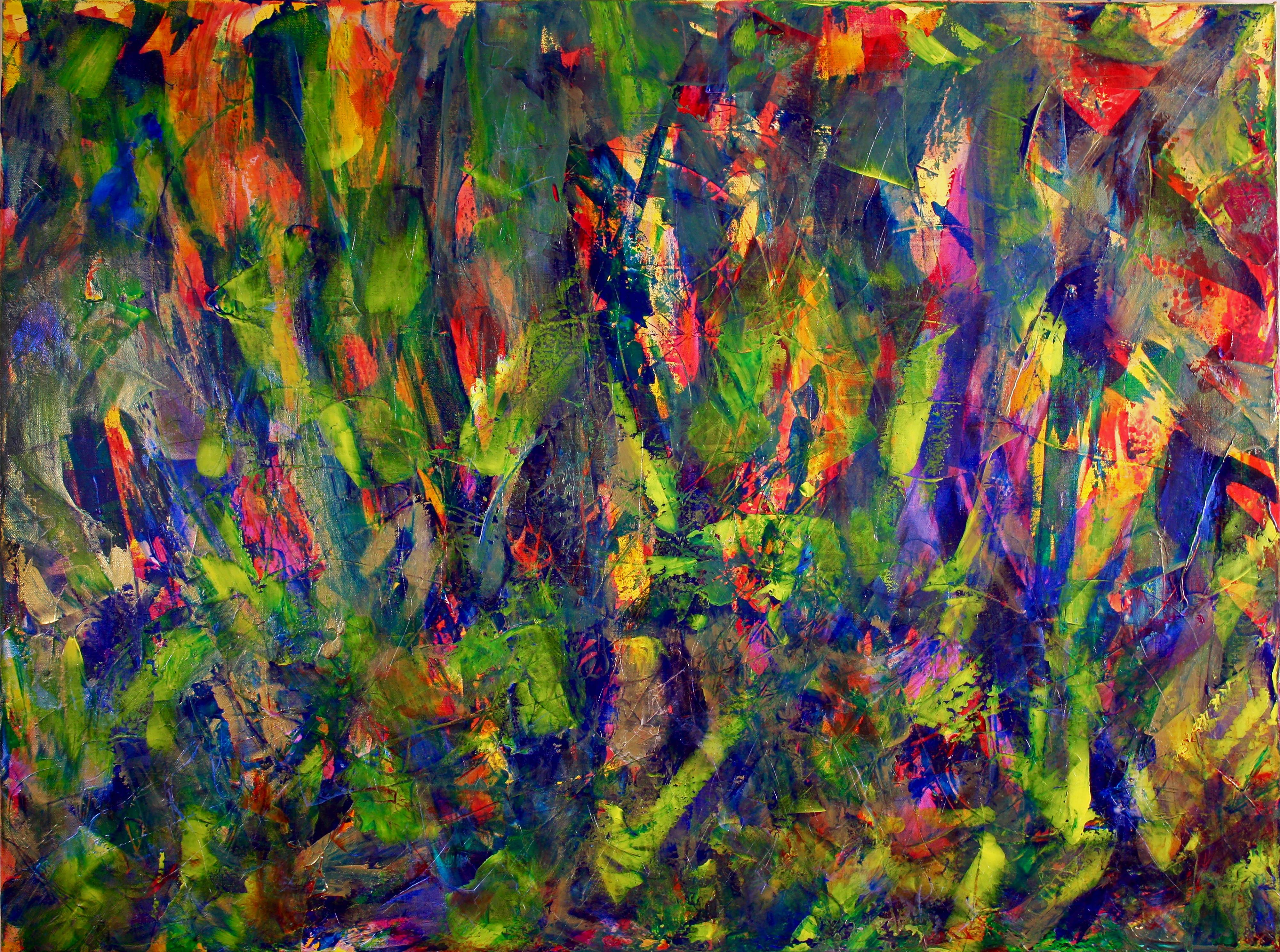 Nestor Toro Abstract Painting – Grünes Terrain (grüne Abmessungen), Gemälde, Acryl auf Leinwand