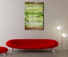 Terreno verde (dettagli arancioni), Pittura, Acrilico su tela