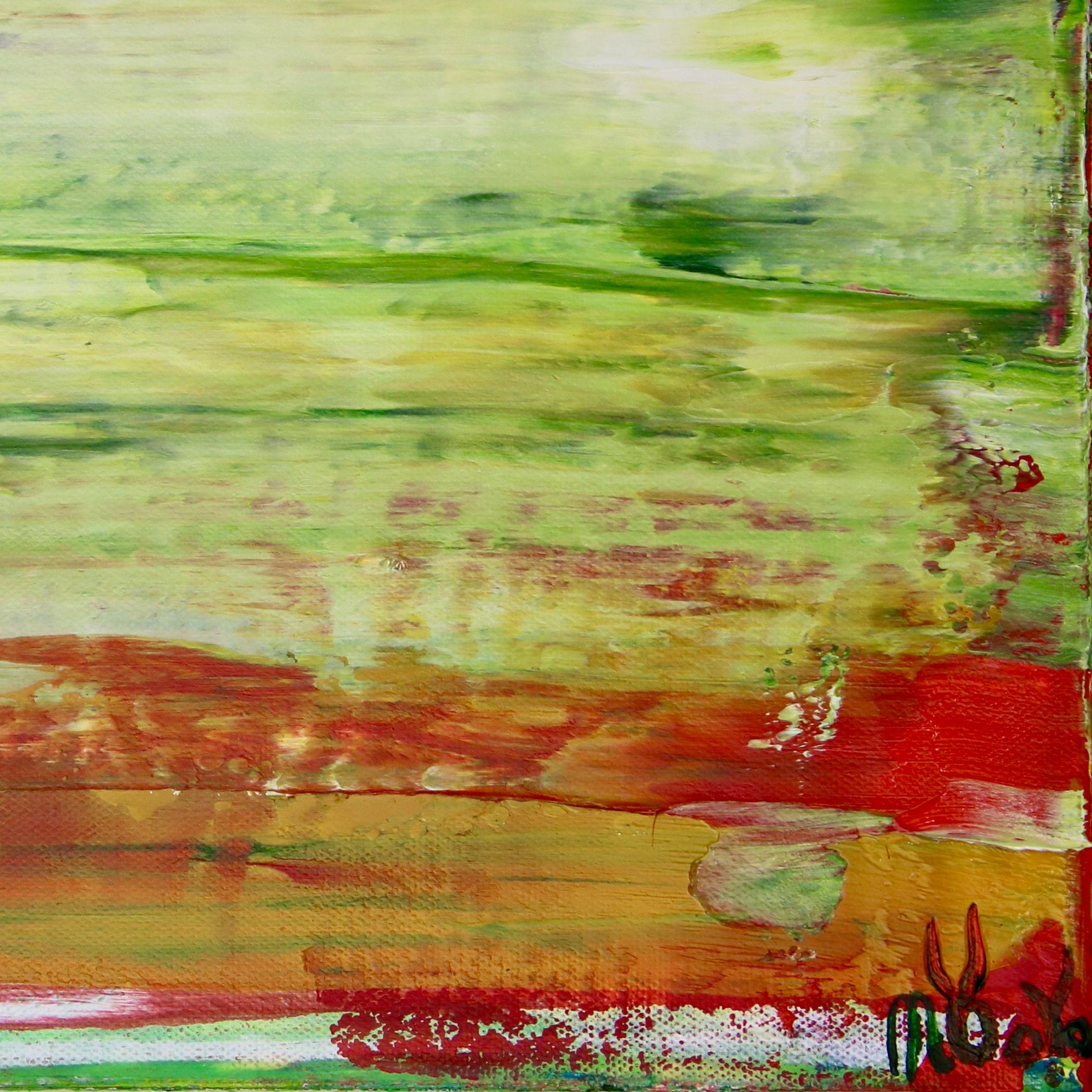 Green terrain (Orange details), Painting, Acrylic on Canvas For Sale 2