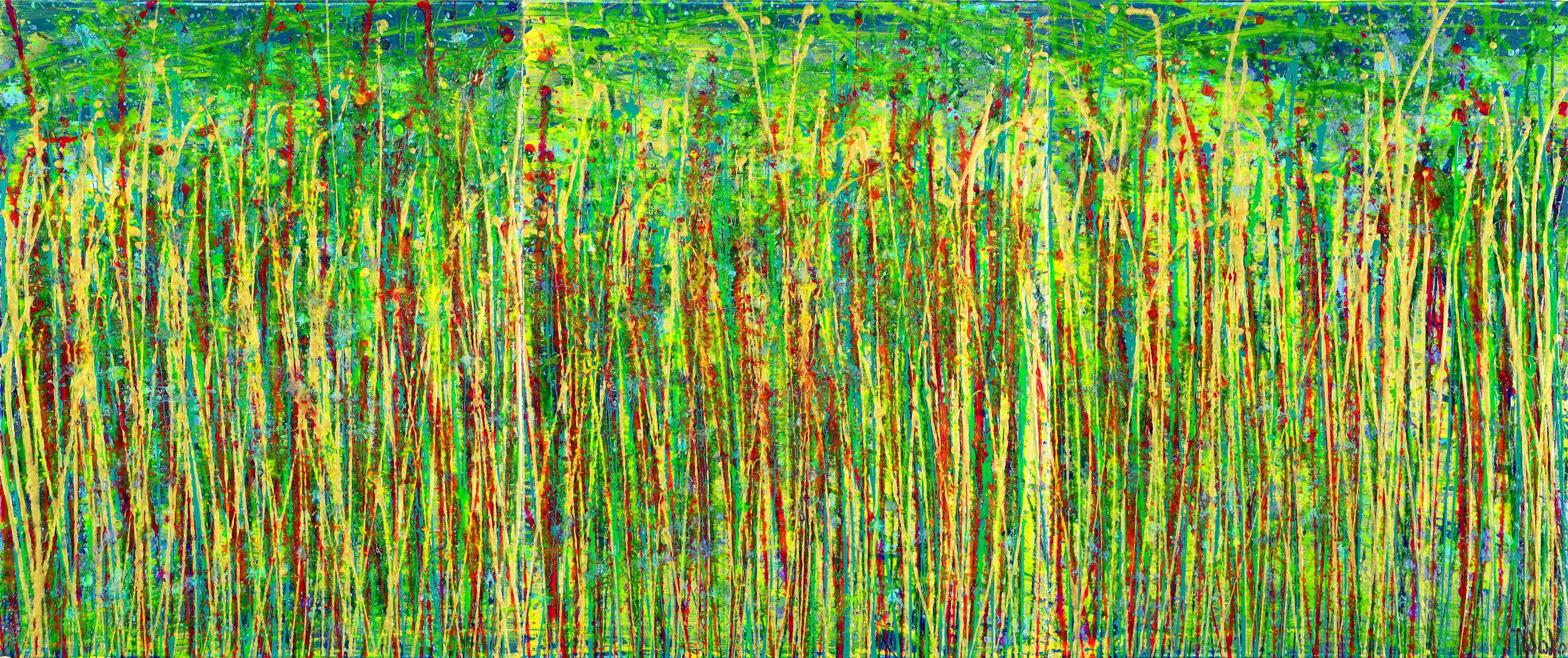 Nestor Toro Abstract Painting - Greenery sequence (Green forest), Painting, Acrylic on Canvas