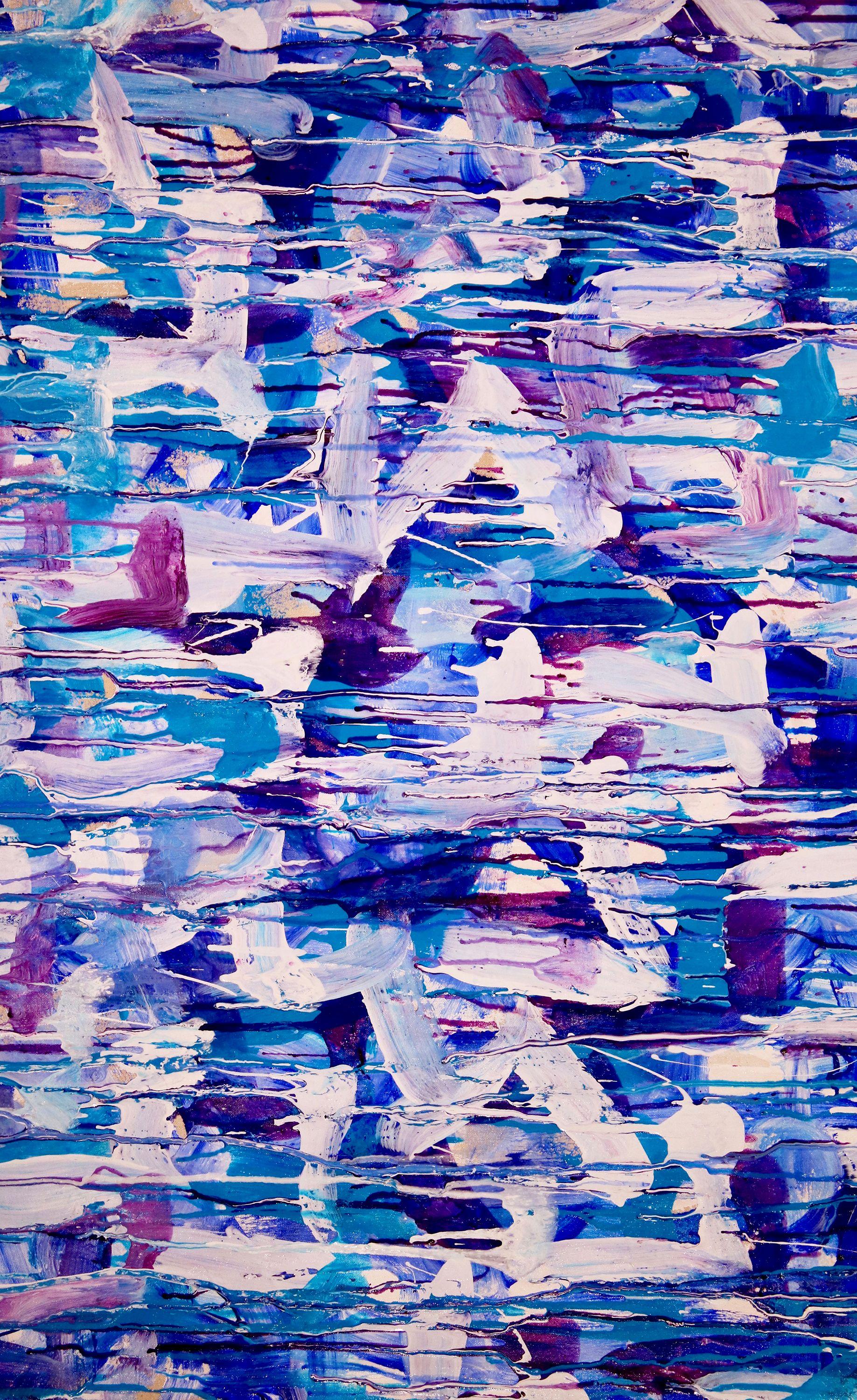 Heading to the west coast, Painting, Acrylic on Canvas - Purple Abstract Painting by Nestor Toro