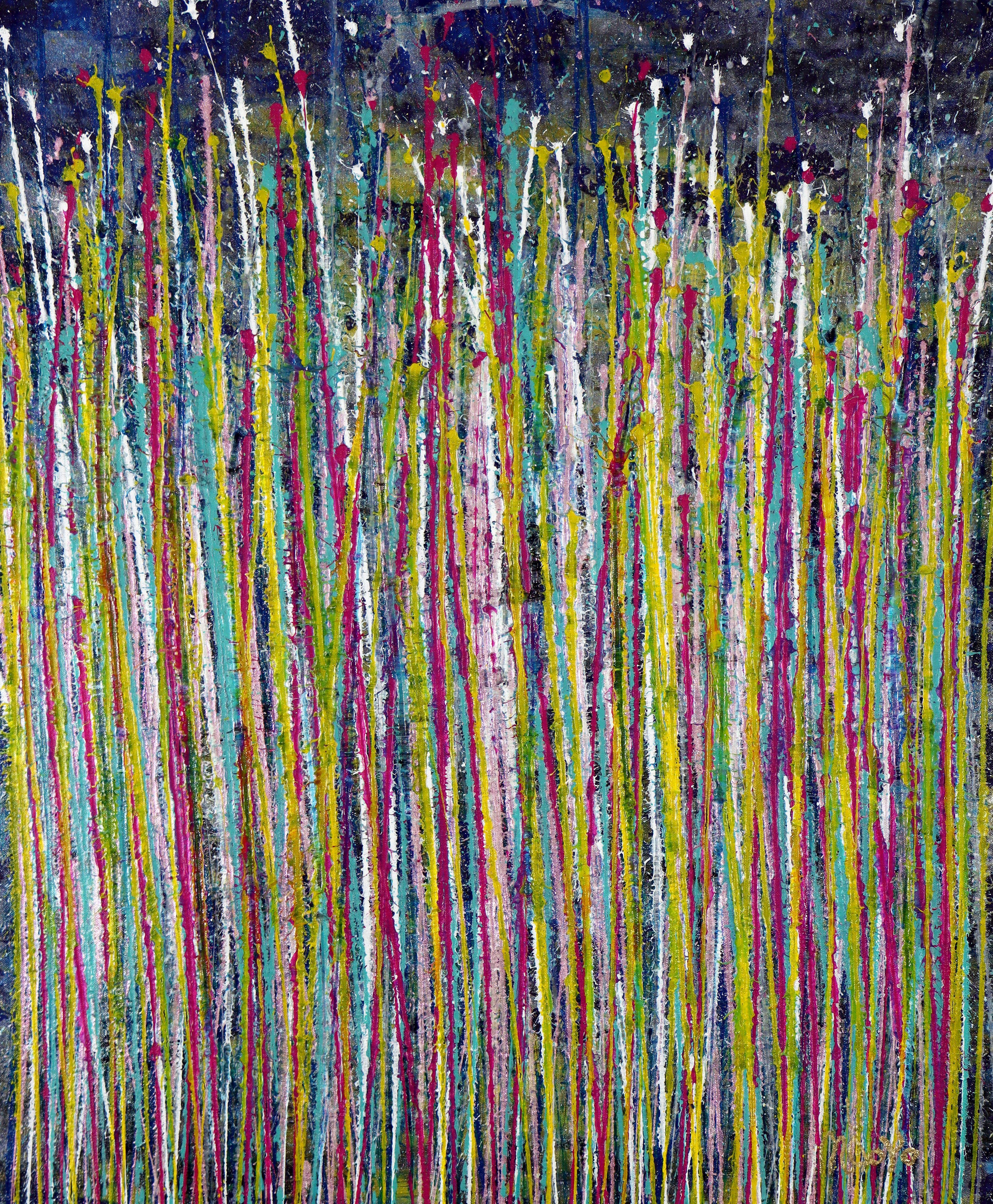 Nestor Toro Abstract Painting - High frequency garden 3, Painting, Acrylic on Canvas