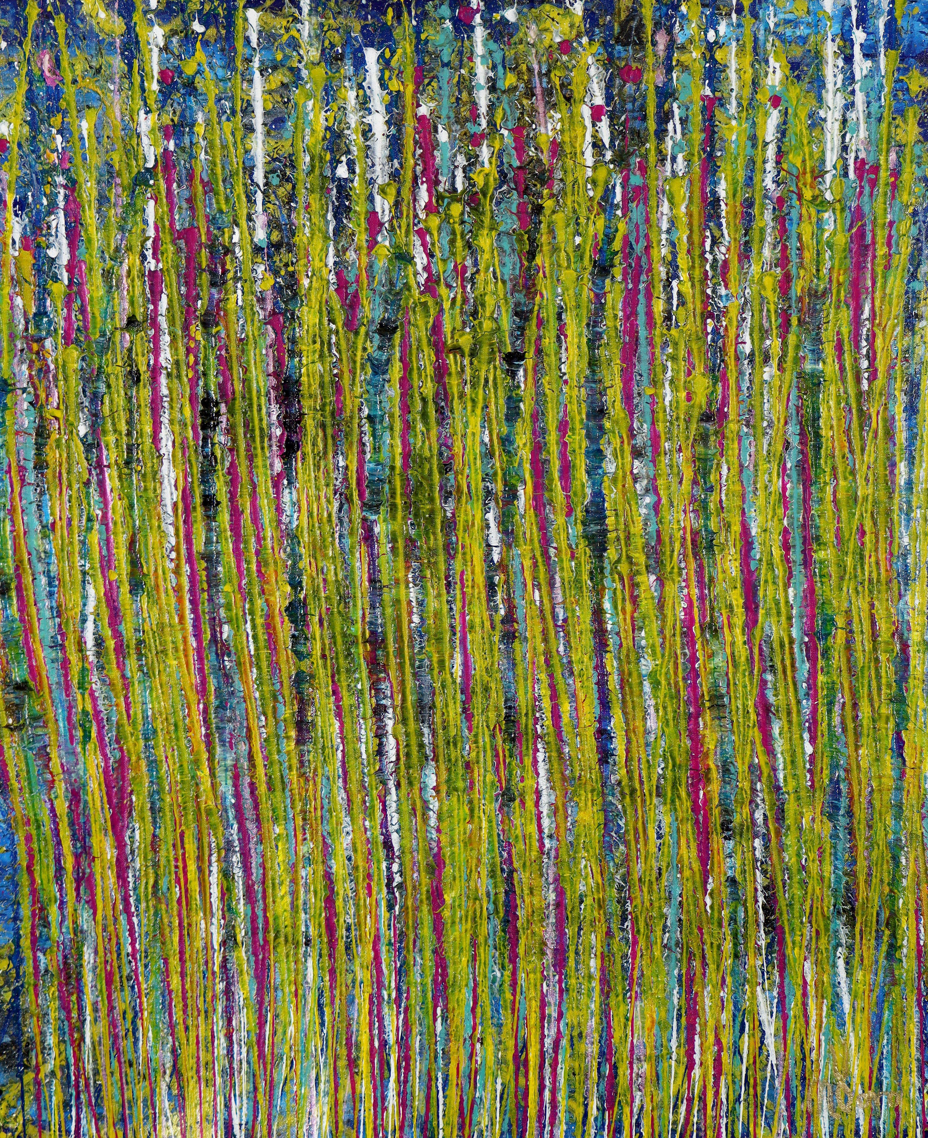 Nestor Toro Abstract Painting - High frequency garden 4, Painting, Acrylic on Canvas
