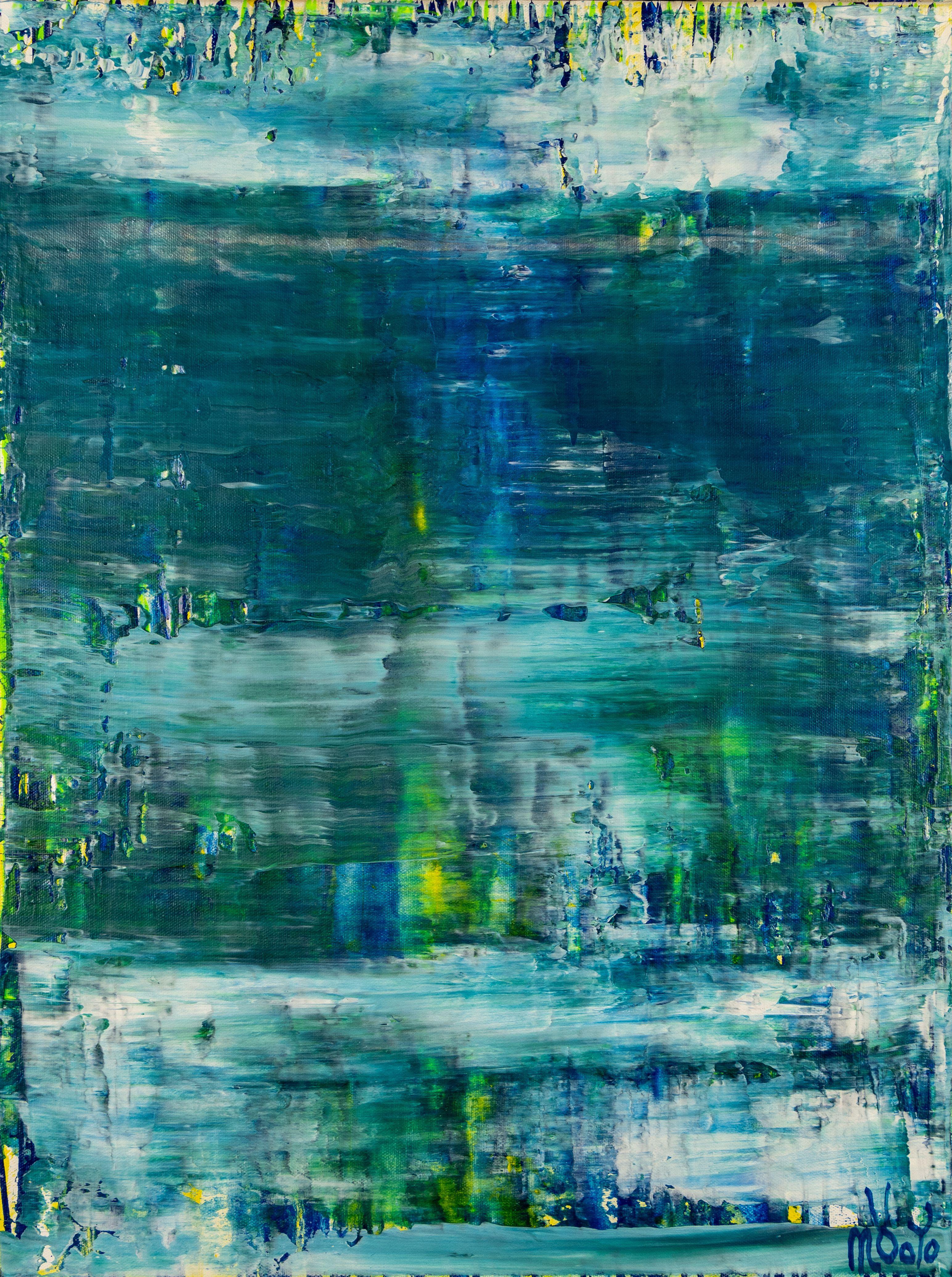 Nestor Toro Abstract Painting - Icy waterflow, Painting, Acrylic on Canvas