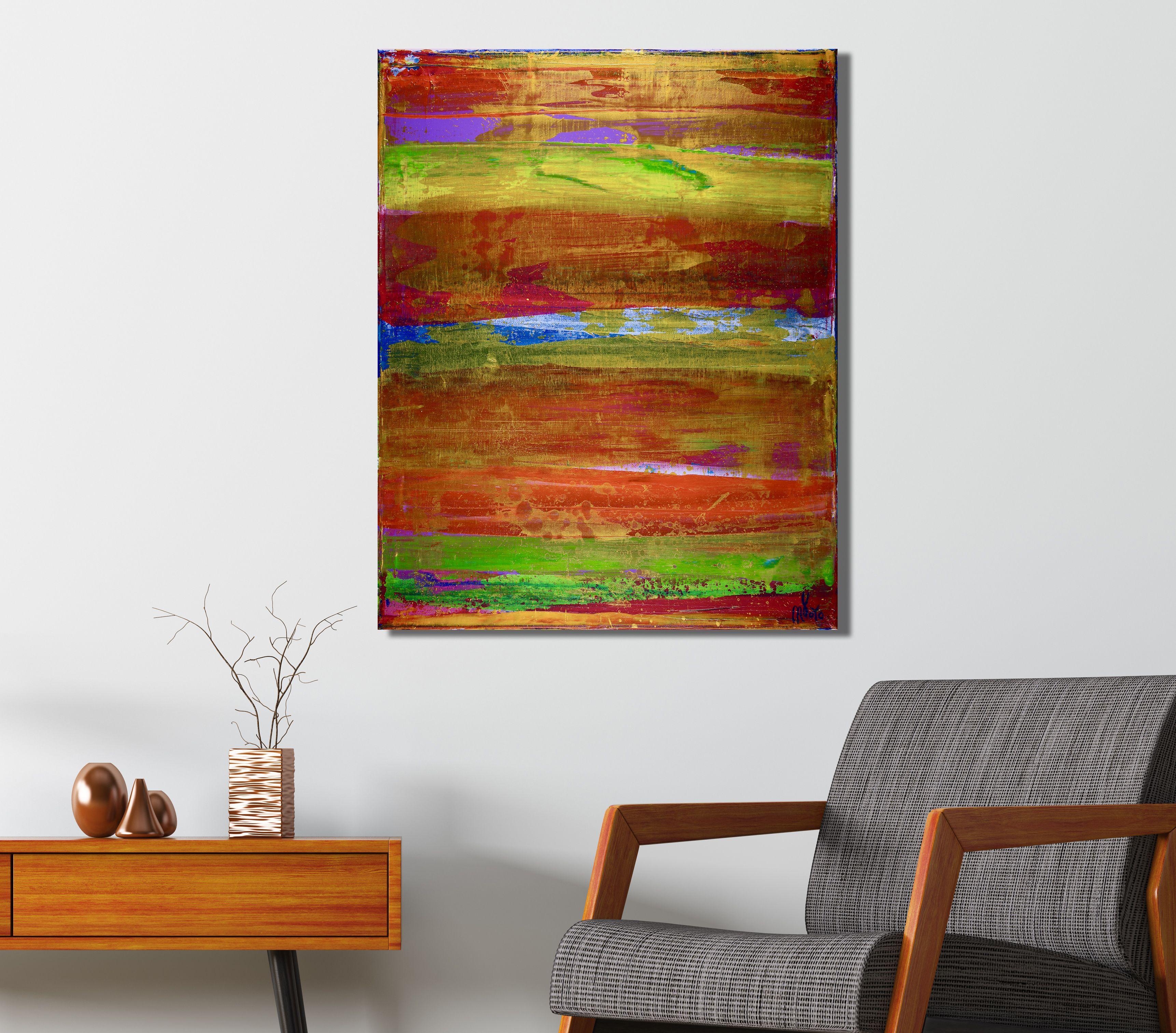 Illusione Spectra 1, Pittura, Acrilico su tela - Abstract Painting Marrone di Nestor Toro