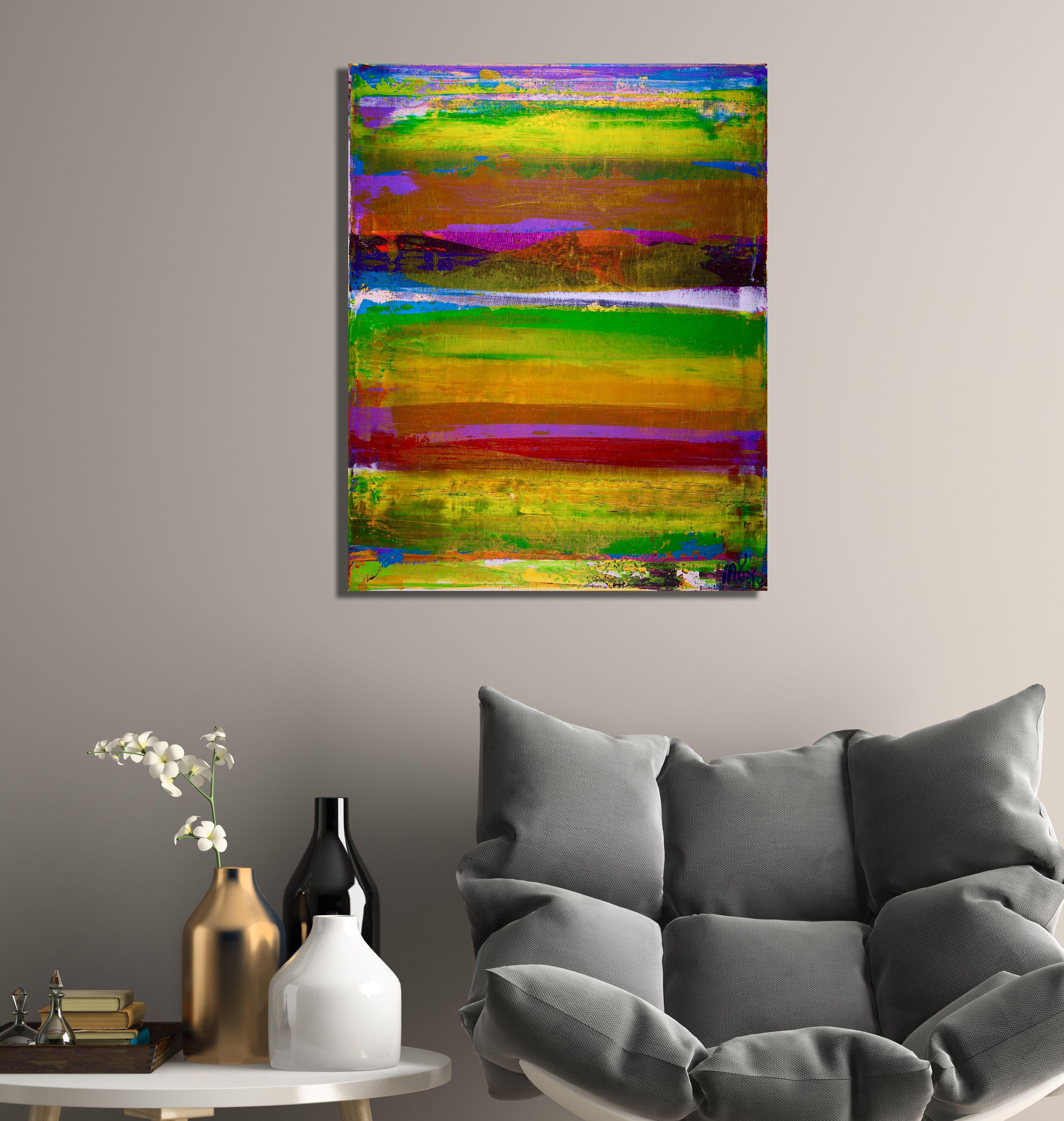 Illusione Spectra 2, Pittura, Acrilico su tela - Abstract Painting Marrone di Nestor Toro