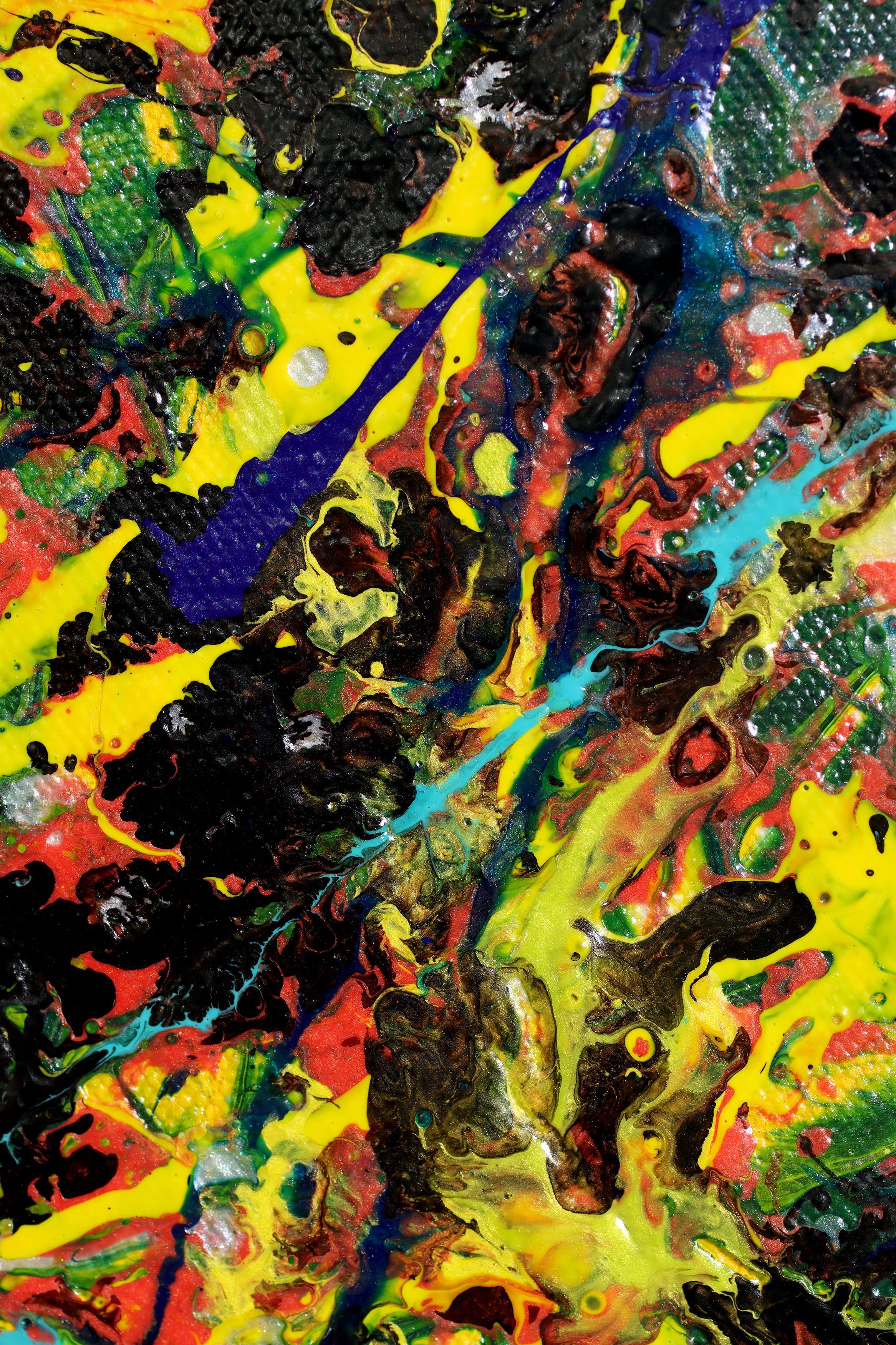 In costante movimento (City life) 3, Pittura, Acrilico su tela - Abstract Painting Nero di Nestor Toro