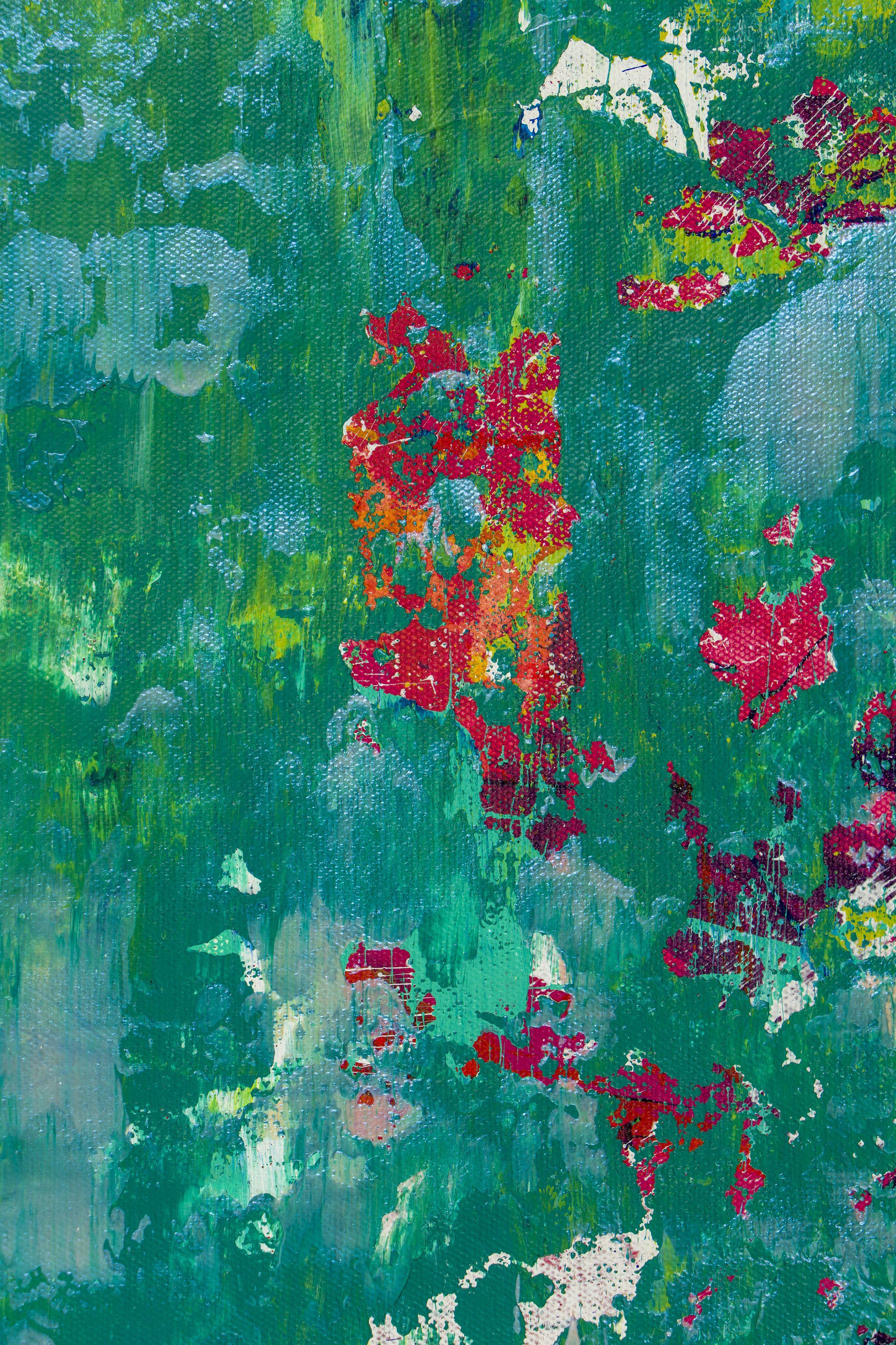 All'inizio della primavera (Uno sguardo da vicino), Pittura, Acrilico su tela - Abstract Painting Blu di Nestor Toro